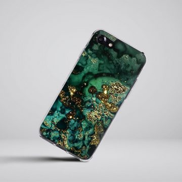 DeinDesign Handyhülle Marmor Glitzer Look Muster Cyan Glitter Marble Look, Apple iPhone 7 Silikon Hülle Bumper Case Handy Schutzhülle