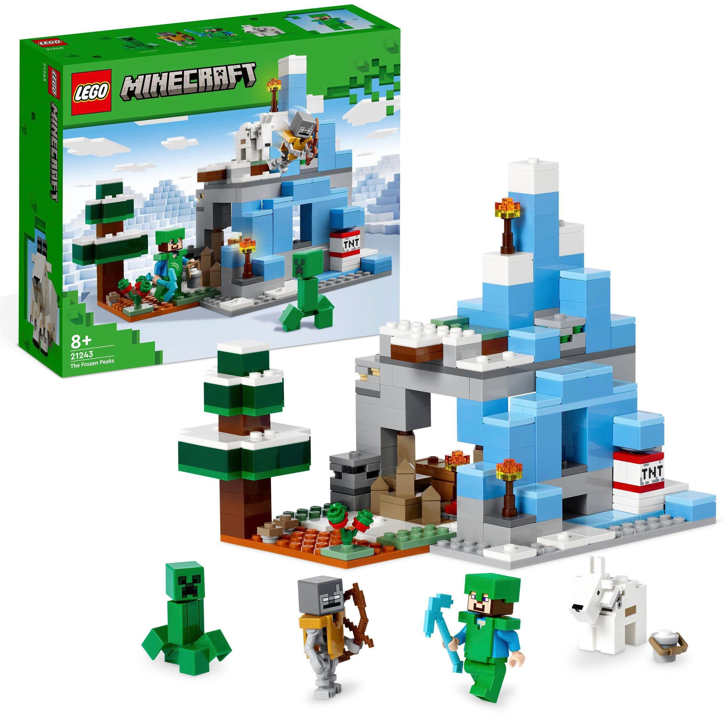 LEGO® Konstruktionsspielsteine Die Vereisten Gipfel (21243), LEGO® Minecraft, (304 St), Made in Europe