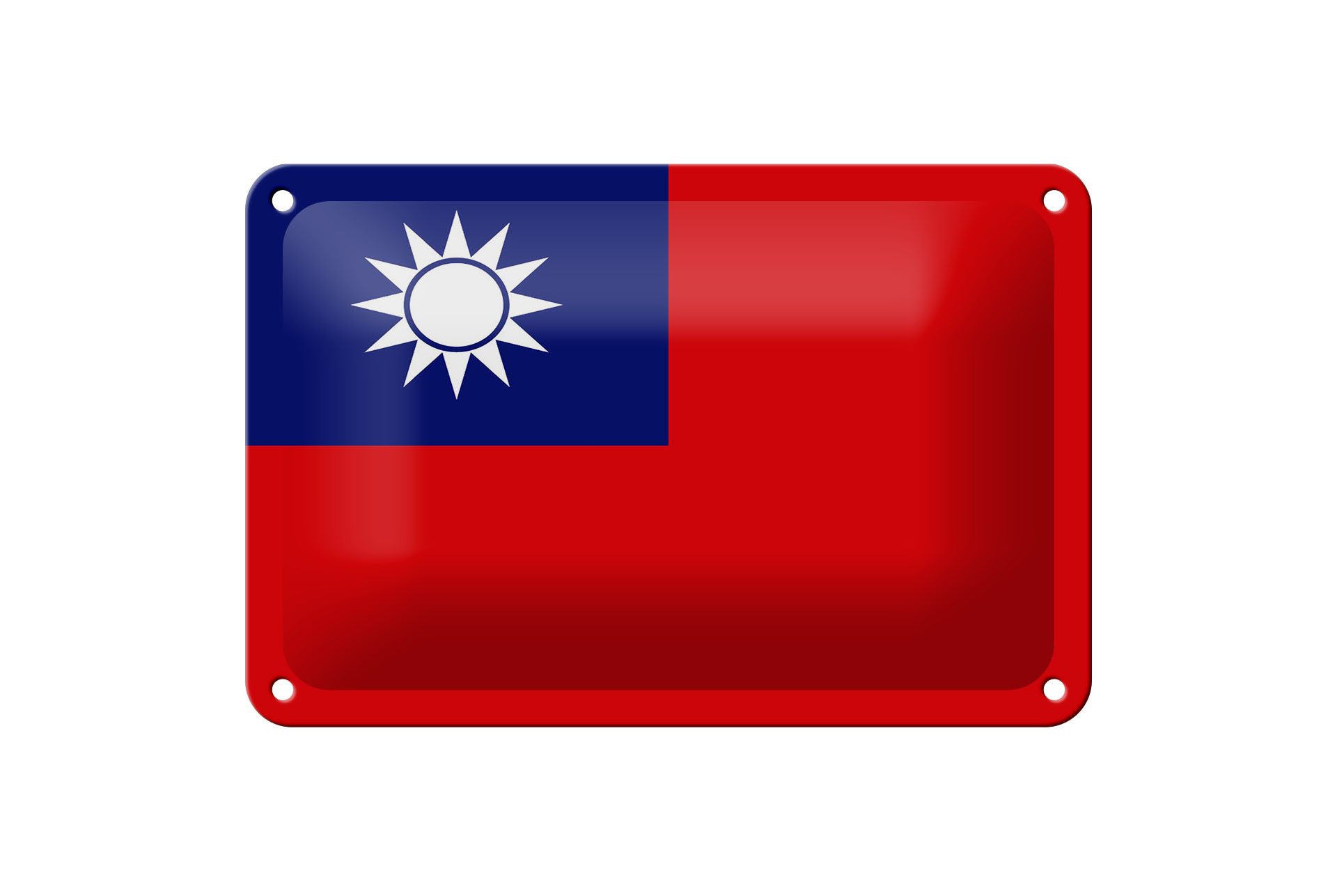 Femer GmbH Metallschild Flagge China 18x12cm flag of Taiwan, (1 St), gewölbte Oberfläche, abgerundete Ecken, umgeschlagene Kanten