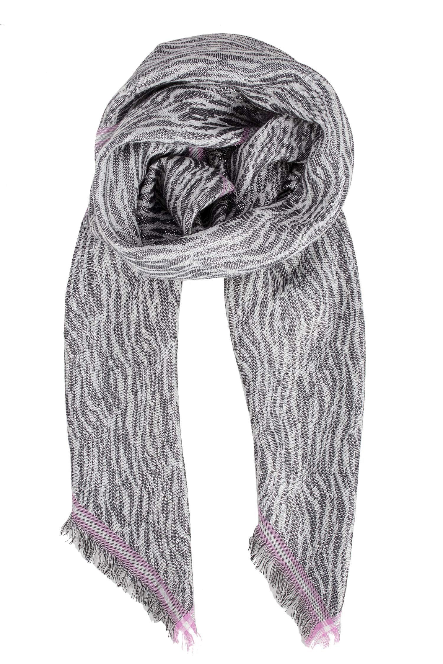 Winter - Modeschal 100x100 Fransen Winterschal Becksöndergaard - Schal aus mit Colur cm Grau Mille Damen Baumwolle/Metallfaden,