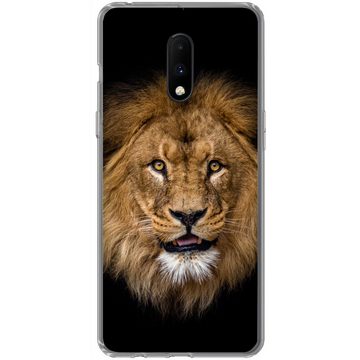 MuchoWow Handyhülle Löwe - Porträt - Schwarz - Tiere, Phone Case, Handyhülle OnePlus 7, Silikon, Schutzhülle