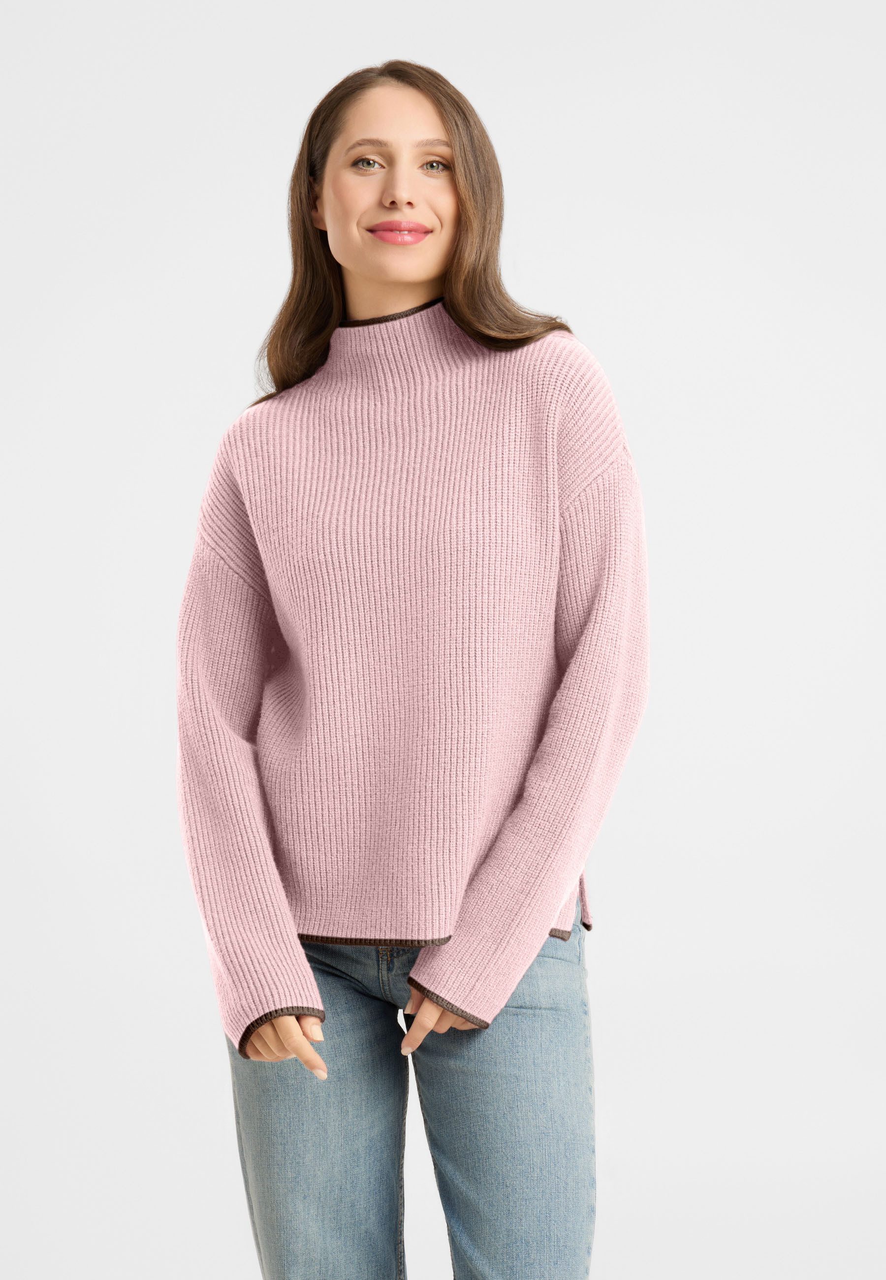 Frieda & Freddies Strickpullover Frieda & Freddies Rippstrickpullover mit Stehkragen