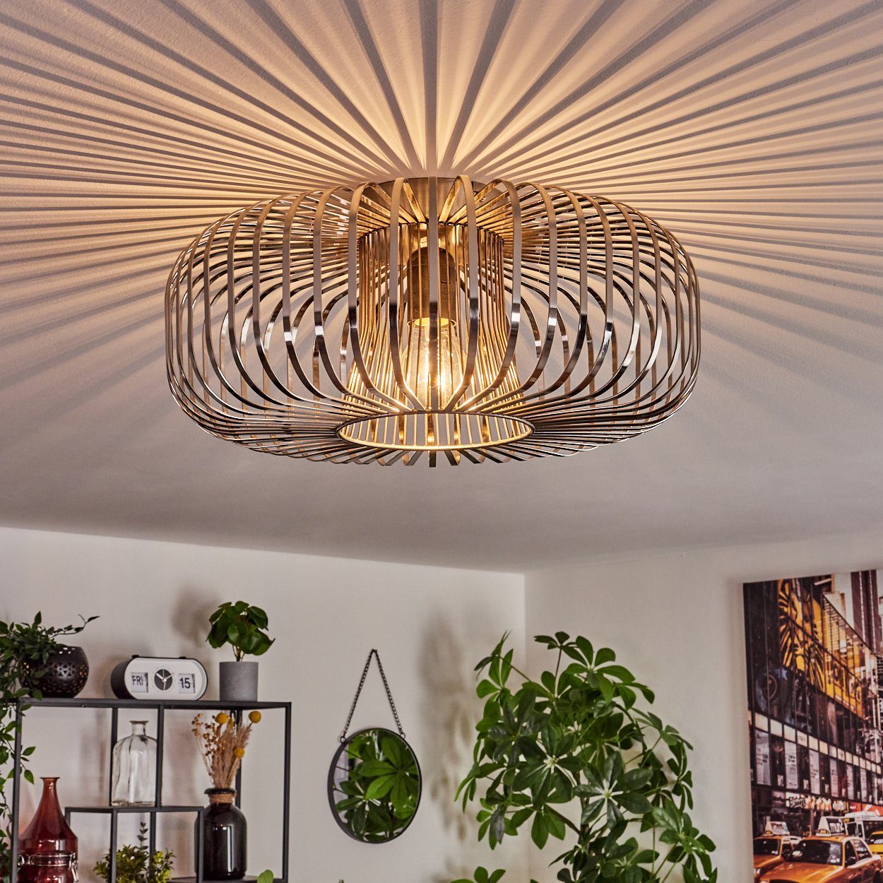 Deckenleuchte moderne Deckenlampe aus Metall in Silberfarben