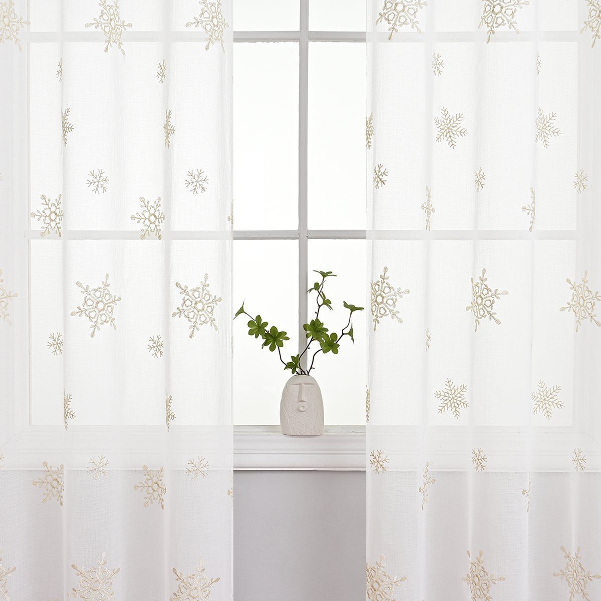 BYSURE Gardine (2 St), Ösen, transparent, Vorhang Weihnachten Schneeflocke günstig online kaufen