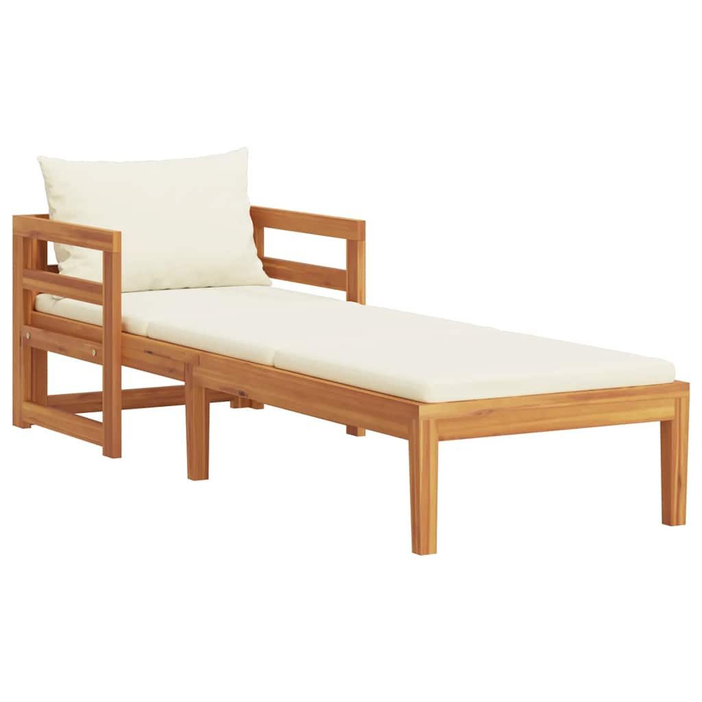 vidaXL Sofaelement Sonnenliege mit Cremeweißen Kissen Massivholz (1 St)