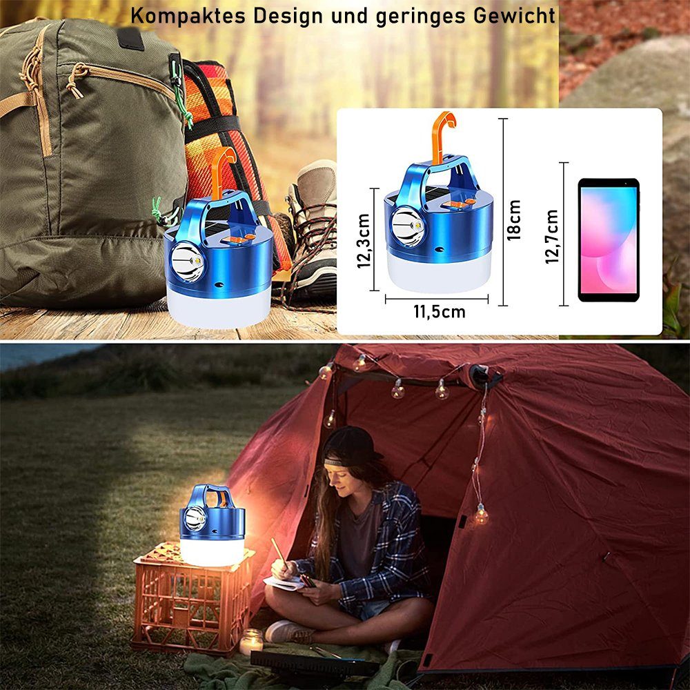 Tragbare Wasserdicht Licht Solar Campinglampe, USB zggzerg Zelt Taschenlampe LED Aufladbar LED