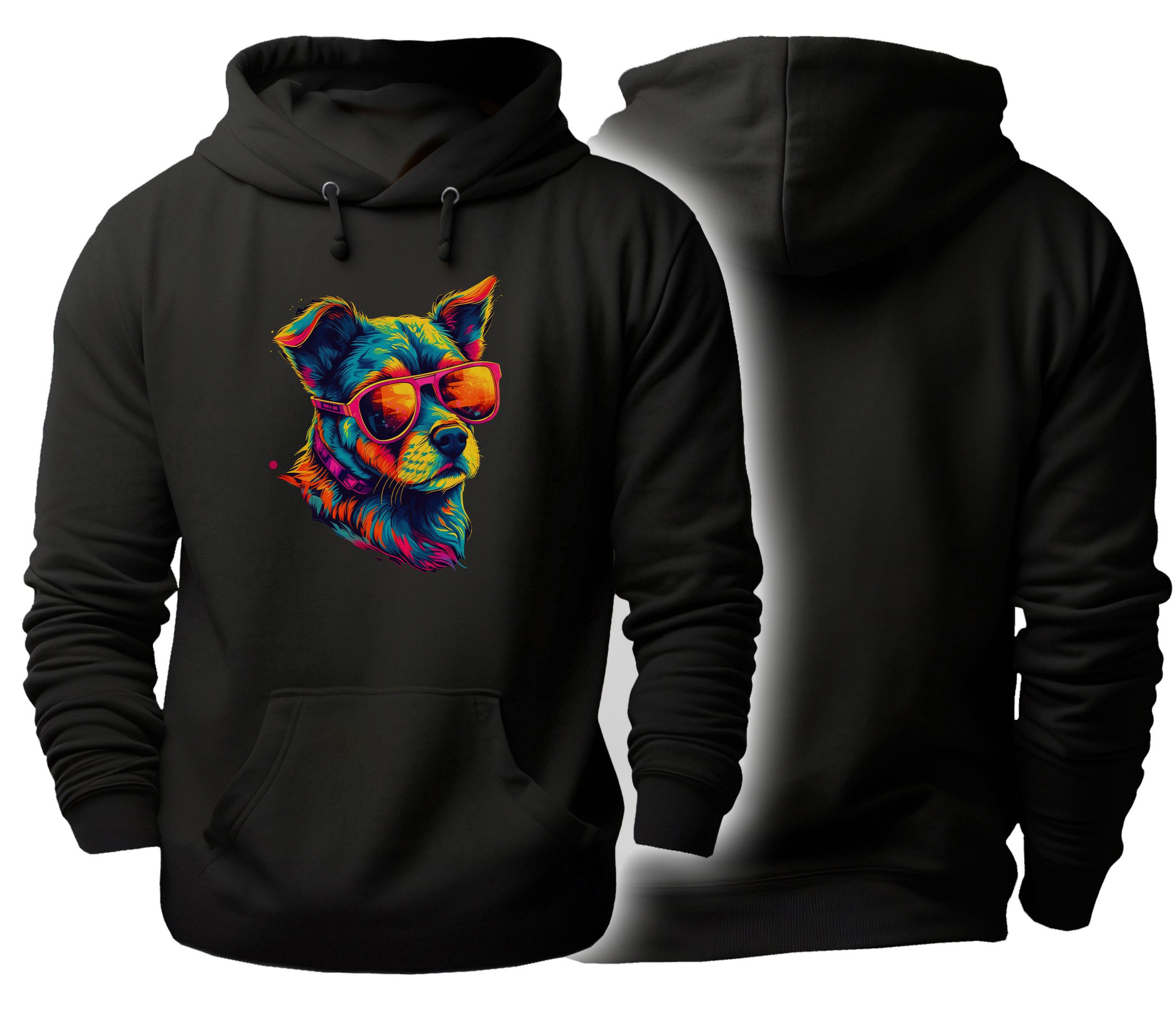 MyDesign24 Hoodie Urbaner Streetart Kapuzen Пуловеры - Cooler neon Hund Kapuzensweater - moderner Hoodie i656