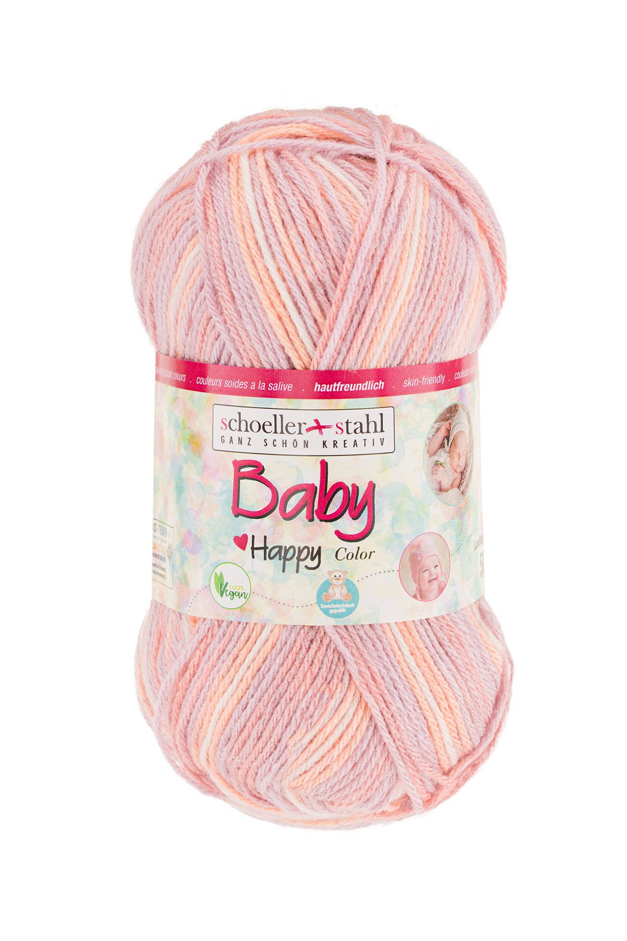 Schoeller + Stahl Baby Happy Color Häkelwolle, 185 m, wunderbar weiches, pflegeleichtes Garn mit fröhlichen Farbakzenten