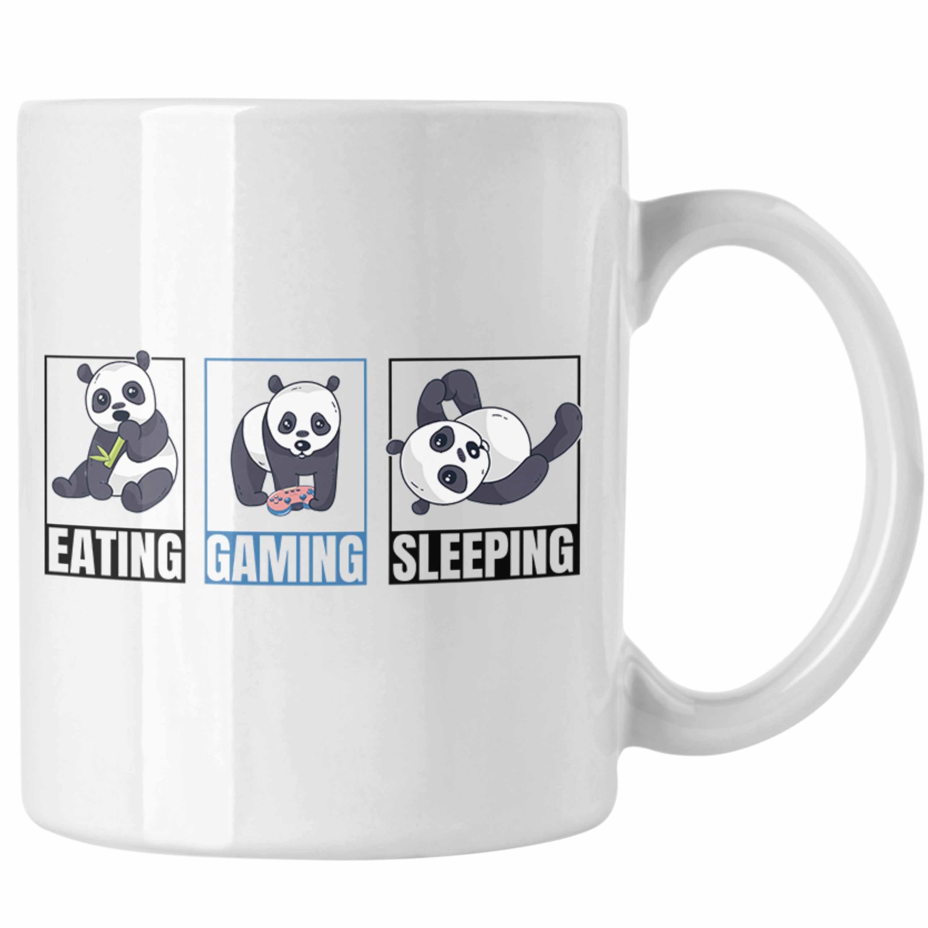 Trendation Tasse Trendation - Lustige Panda Tasse Geschenk Gamer Gaming Zocker Geschenkidee für Jungs Weiss