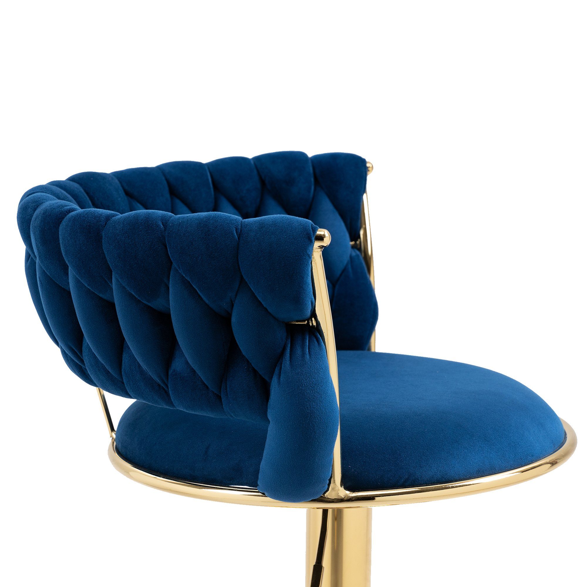 Polsterstuhl Barstühle Esszimmerstuhl Set (Set, Blau Flieks 2er), Samt 2er goldfarbe Barhocker St., | höhenverstellbare 2