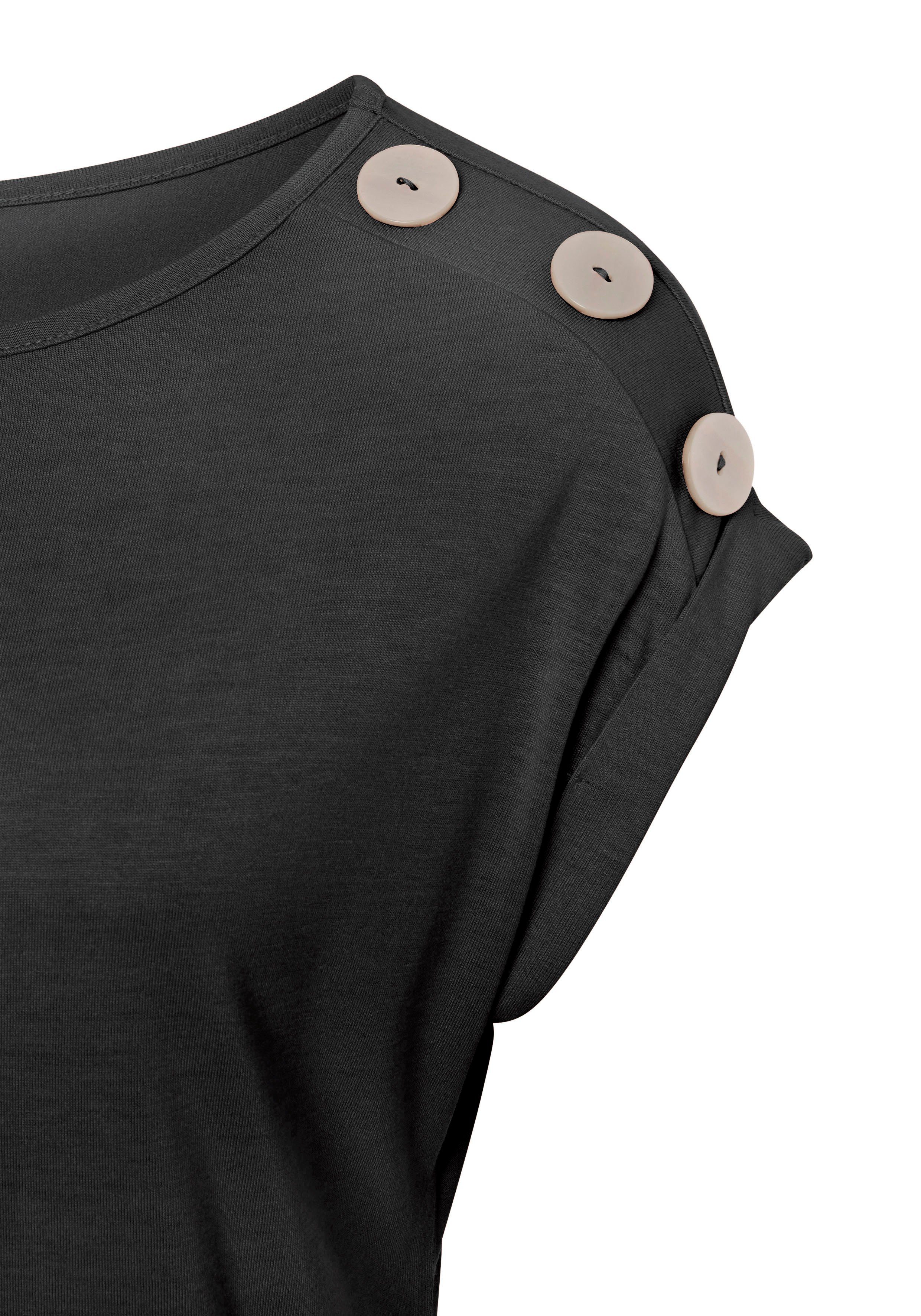 Buffalo Kurzarmshirt mit Zierknöpfen, bequemes T-Shirt aus Jersey, Basic – Bild 4 von 5
