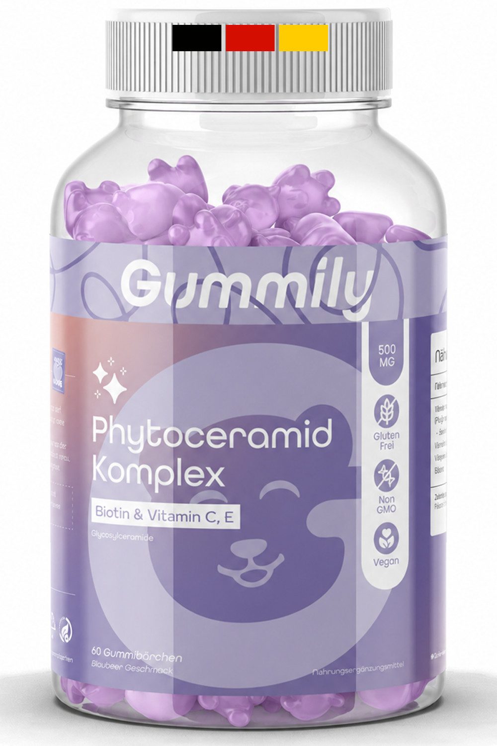 Gummily® Glycosylceramiden, Phytoceramid Komplex - Weizenkeimöl-Extrakt Gummibärchen, 60 St., Skin Ceramides Gummies - 500 mg Phytoceramid