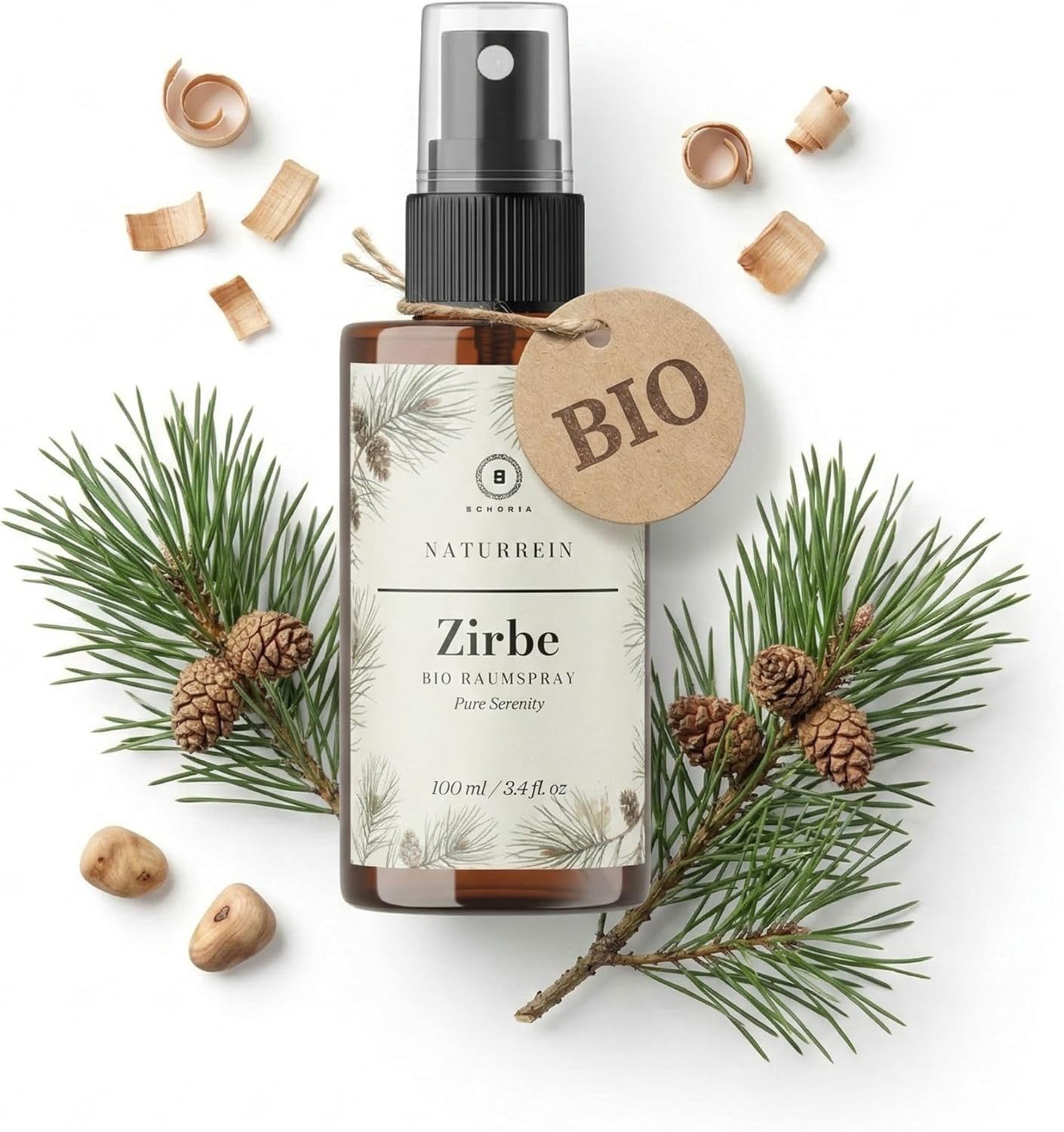 BOHORIA Raumduft Zirbe Raumspray 100 ml – Ätherische Öle Zirbenholz Raumduft