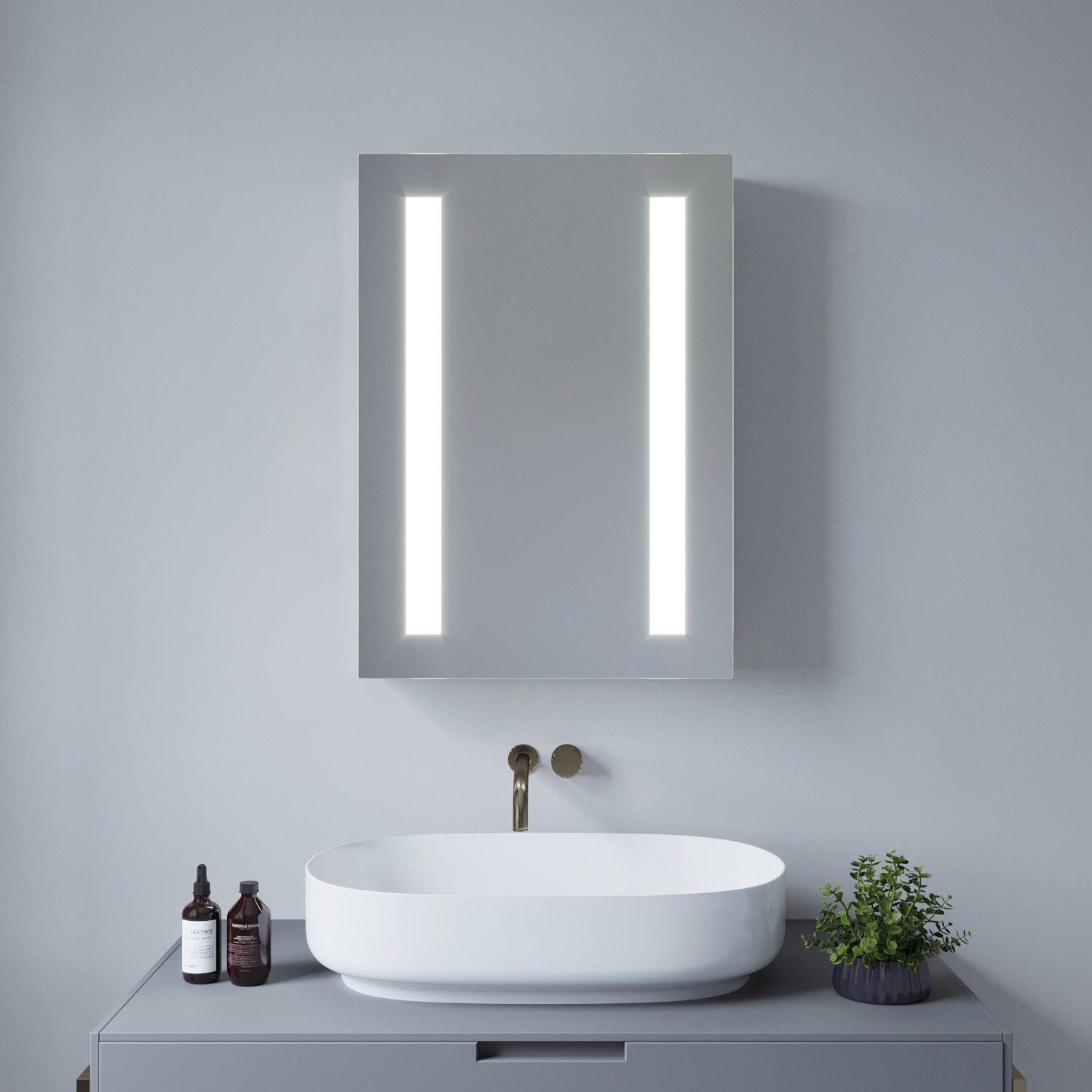 AQUABATOS Spiegelschrank Spiegelschrank mit Beleuchtung 50x70cm Badezimmerschrank LED Spiegel (dimmbar,IR-Sensor,Memory-Funktion,Anti-Beschlag,Spiegelheizung)