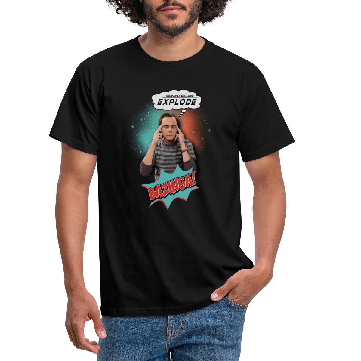 Spreadshirt T-Shirt The Big Bang Theory Sheldon Head Will Explode Männer T-Shirt (1-tlg)