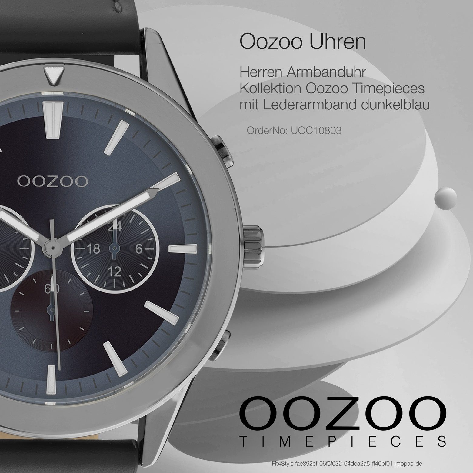 OOZOO Quarzuhr rund, Herrenuhr Sport-Style Armbanduhr Oozoo (ca. Herren 45mm) schwarz groß Lederarmband, Analog