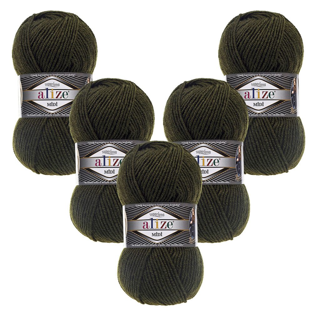 Alize 5 x ALIZE Superlana Midi Häkelwolle, 170 m, Yarn,Strickgarn,Handstrickgarn