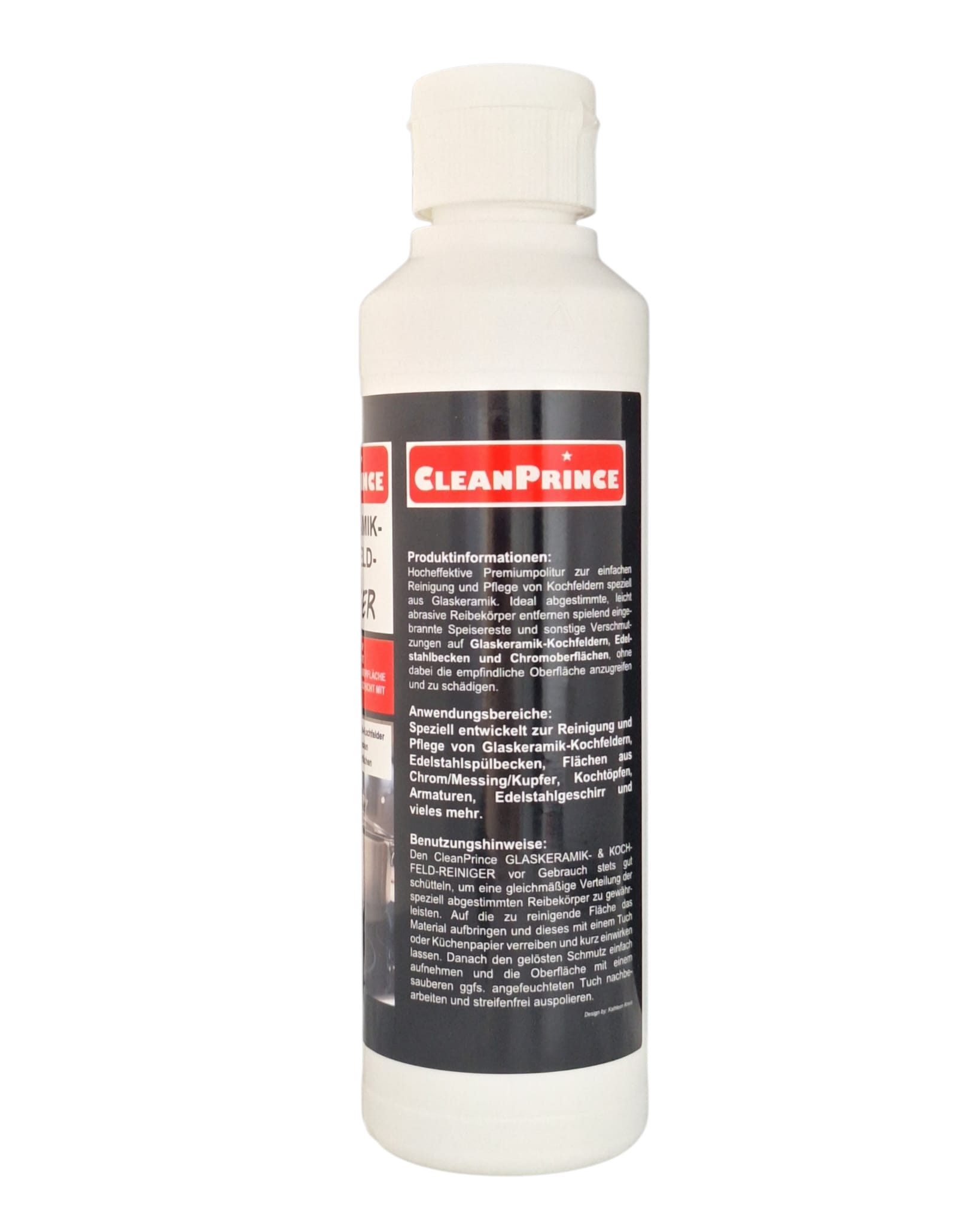 CleanPrince Glaskeramikreiniger und Kochfeldreiniger Politur 250 ml Glaskeramikreiniger (Hocheffektive Premiumpolitur)