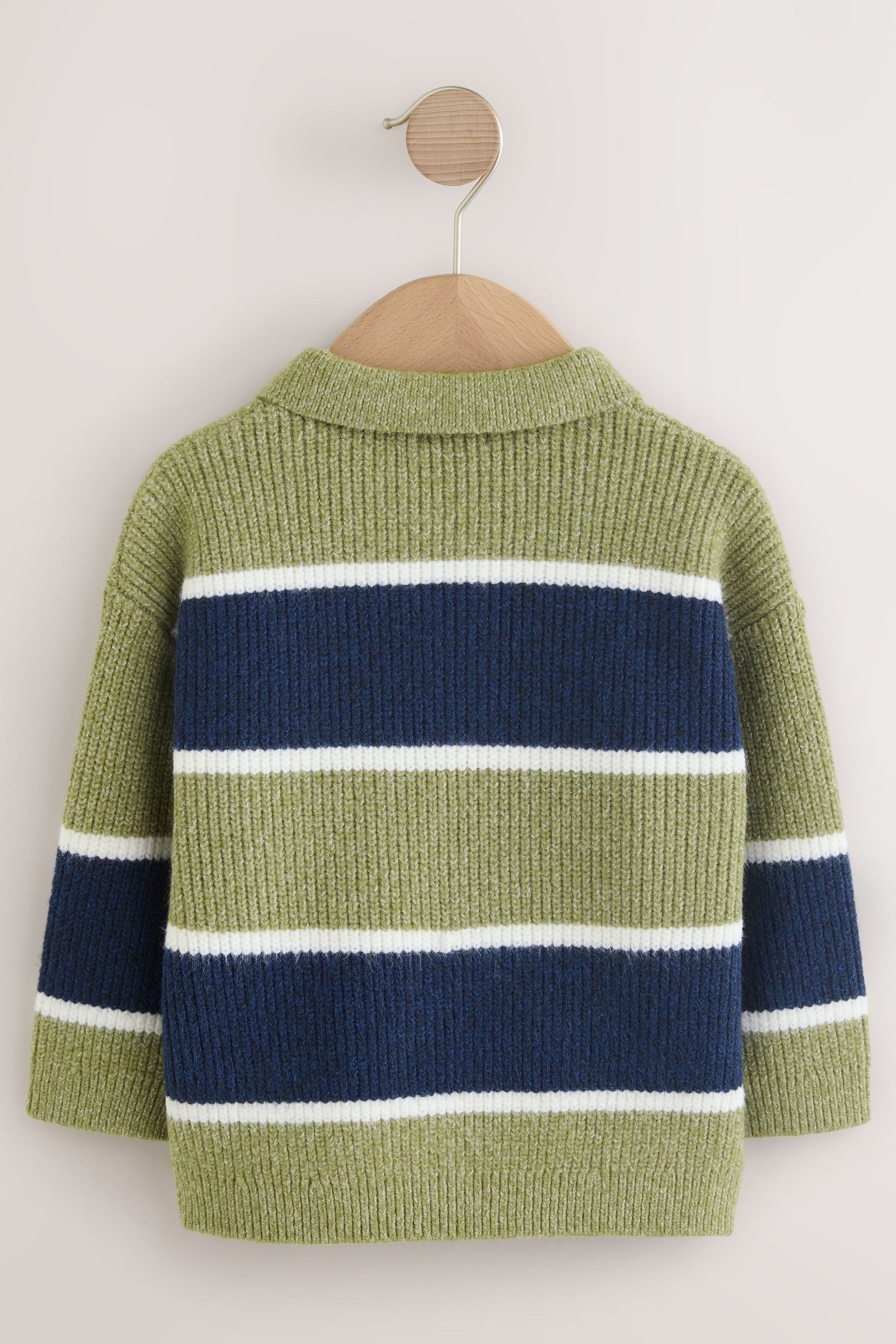 Next Polokragenpullover Gestricktes Rugby-Poloshirt mit Streifen (1-tlg)