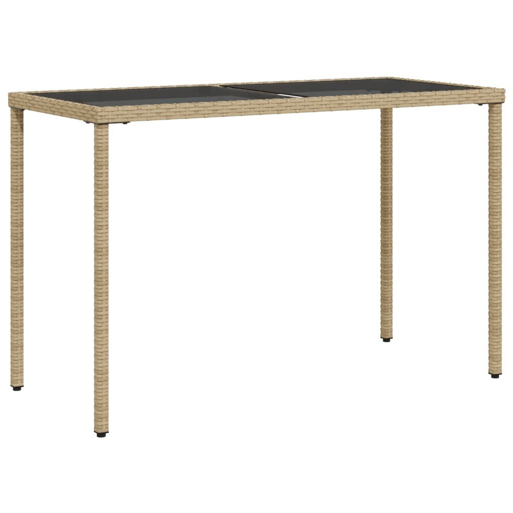 vidaXL Gartentisch, Outdoor Tisch mit Glasplatte Beige 115x54x74 cm Poly Rattan