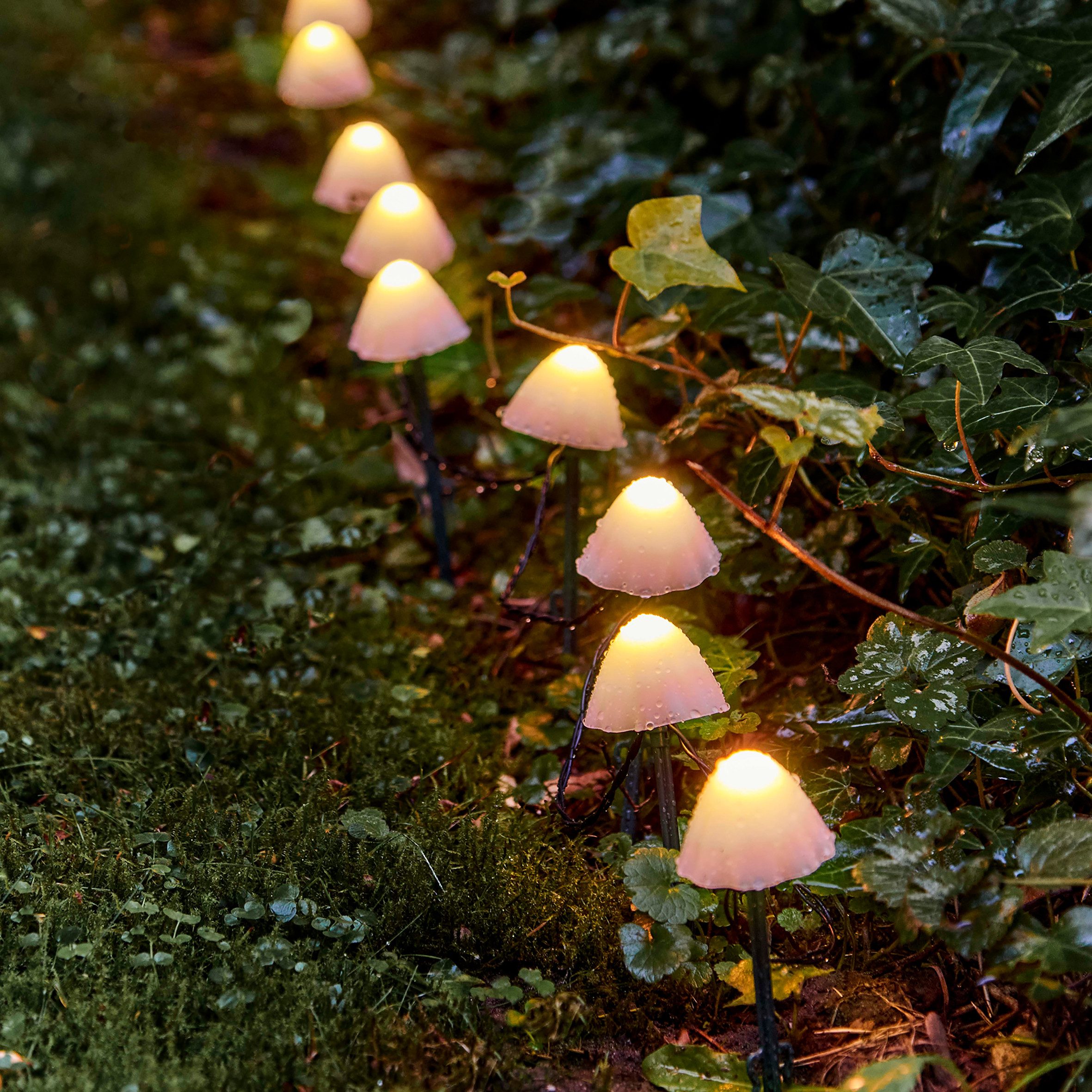 Spetebo Gartenstecker LED Lichterkette warm weiß (20er Set, 1-St., Pilzmoti günstig online kaufen