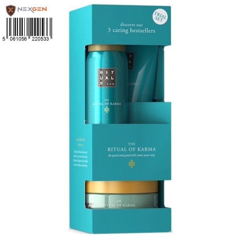 Rituals Pflege-Geschenkbox von Ritual of Karma 3-tlg Probeset, Duschgel, Creme und Scrub