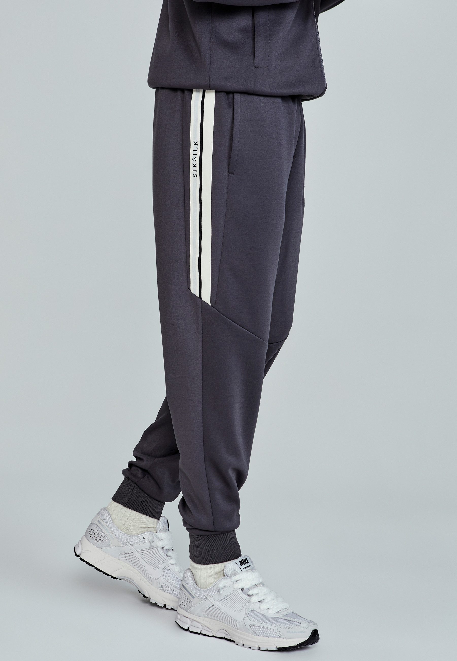 Siksilk Jogger Pants SikSilk Herren Graue Relaxed Fit Jogginghose