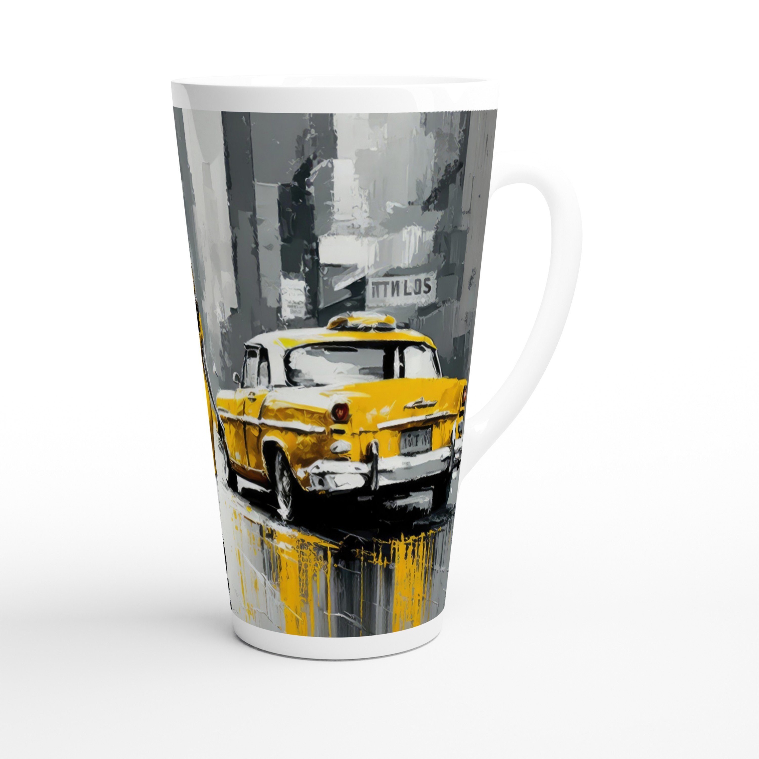 Alltagszauber Latte-Macchiato-Tasse - Jumbo-Tasse NEW YORK TAXI, Keramik, extra groß, für 500ml Inhalt