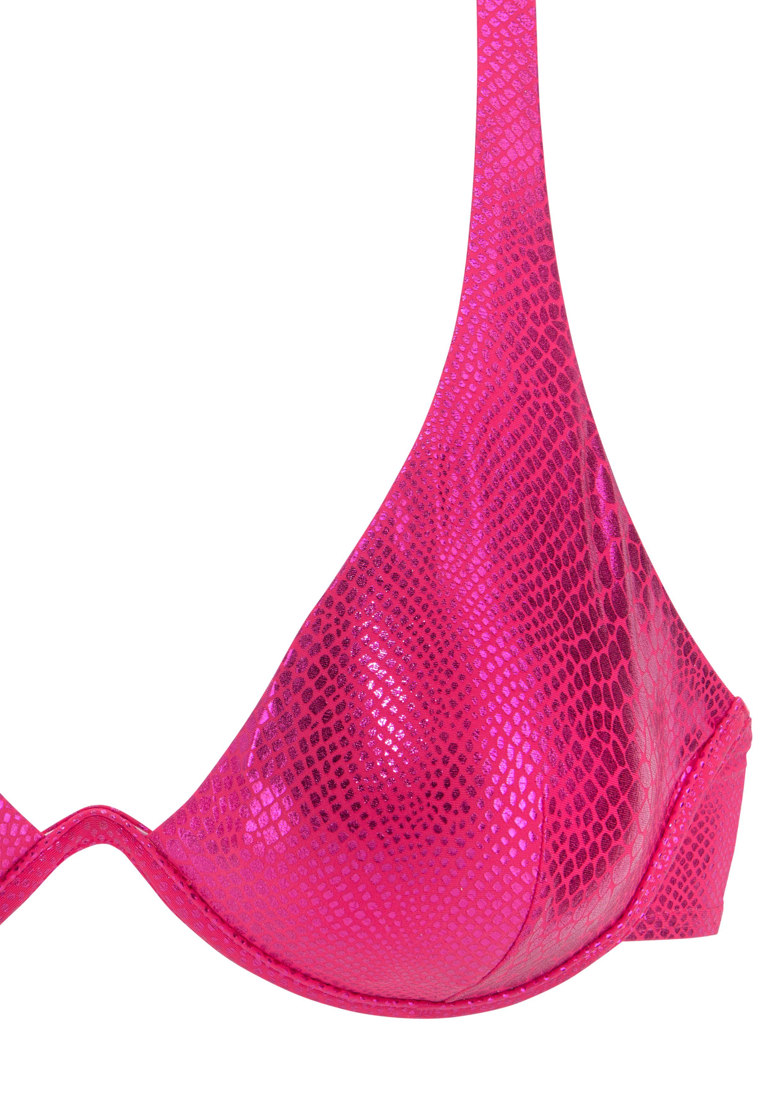 JETTE Bügel-Bikini mit modischer Glanzbeschichtung magenta