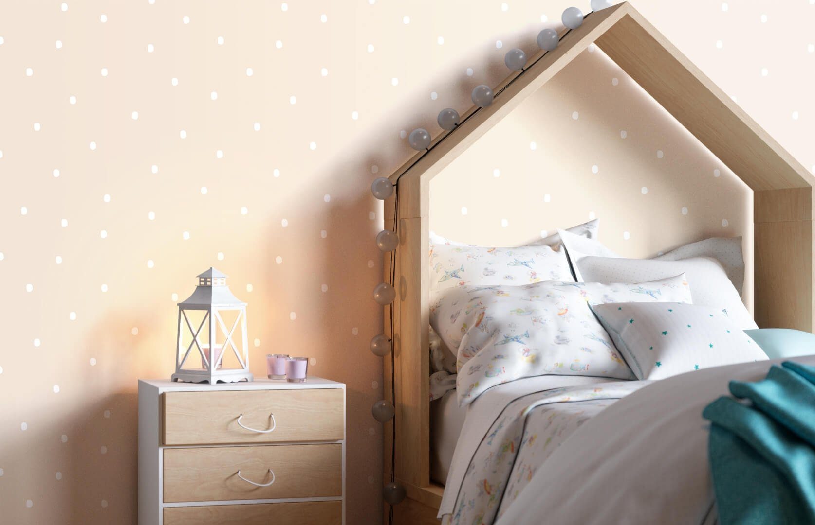Newroom Papiertapete Emerico Spots Tapete Kindertapete Punkte,Gepunktet, Beige Tapete Kinder Punkte - Kindertapete Babytapete Weiß Grafisch Geometrisch Gepunktet für Babyzimmer Kinderzimmer Jugendzimmer, Babytapete