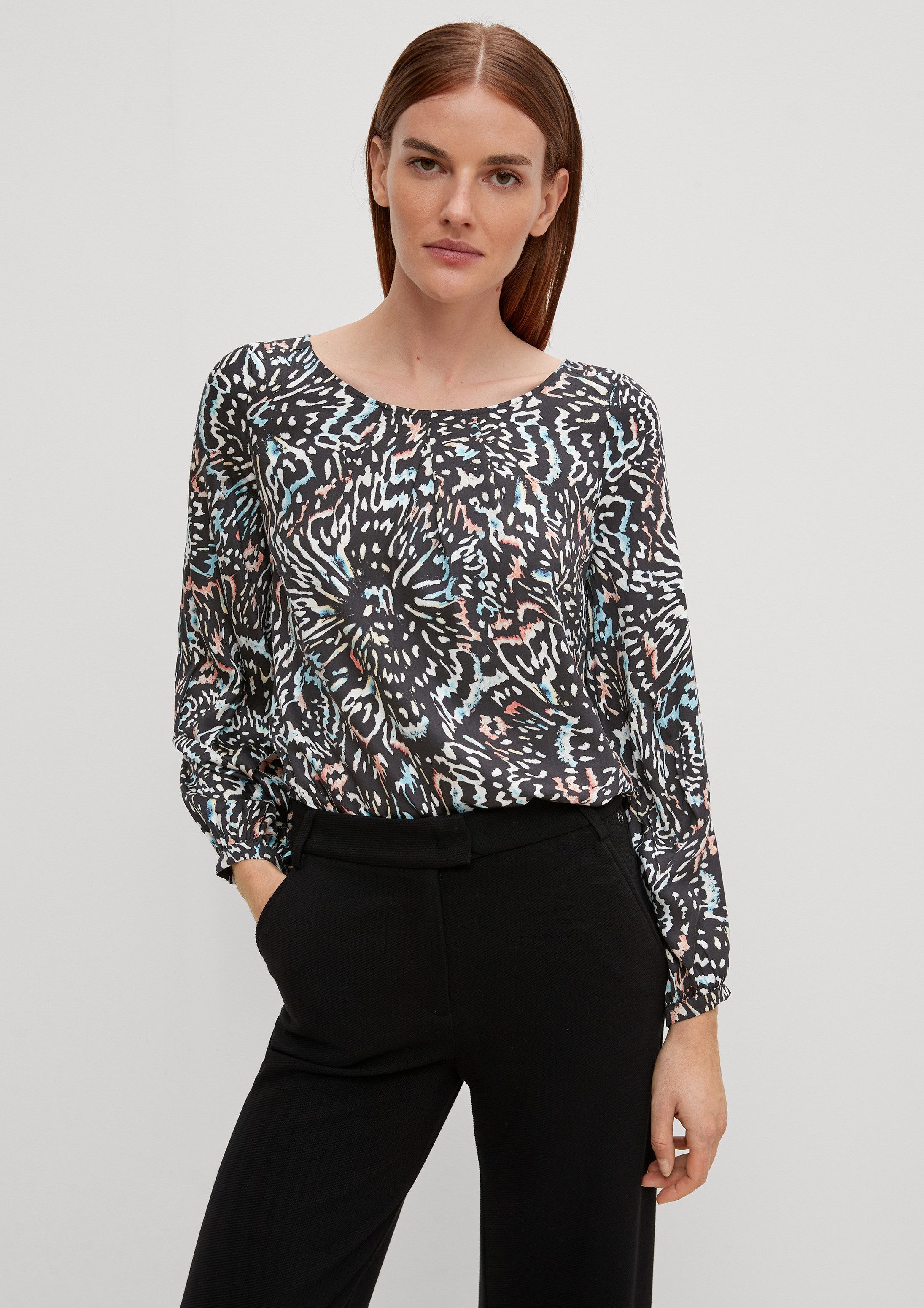 comma Langarmbluse Bluse Bluse mit Faltendetails
