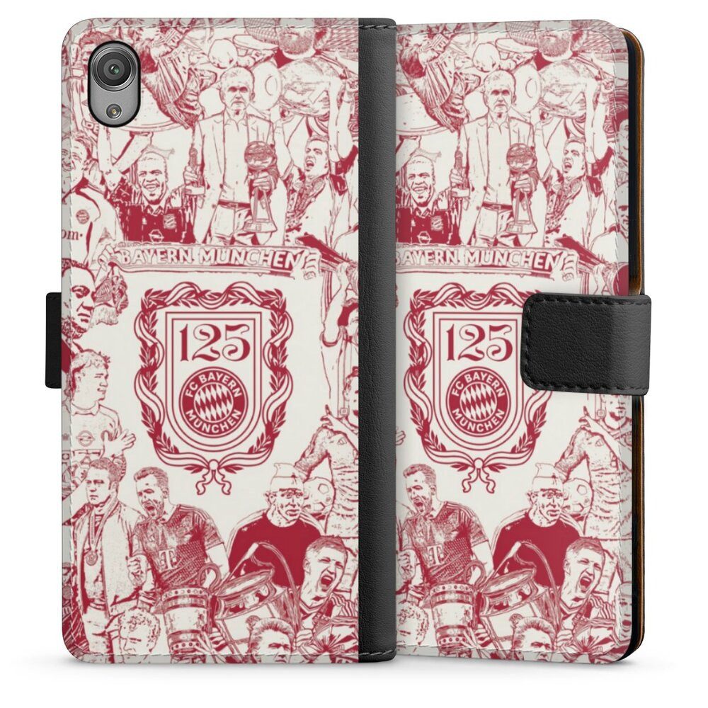 DeinDesign Handyhülle FCB 125 Jahre FC Bayern München Offizielles Lizenzprodukt, Sony Xperia X Hülle Handy Flip Case Wallet Cover Handytasche Leder