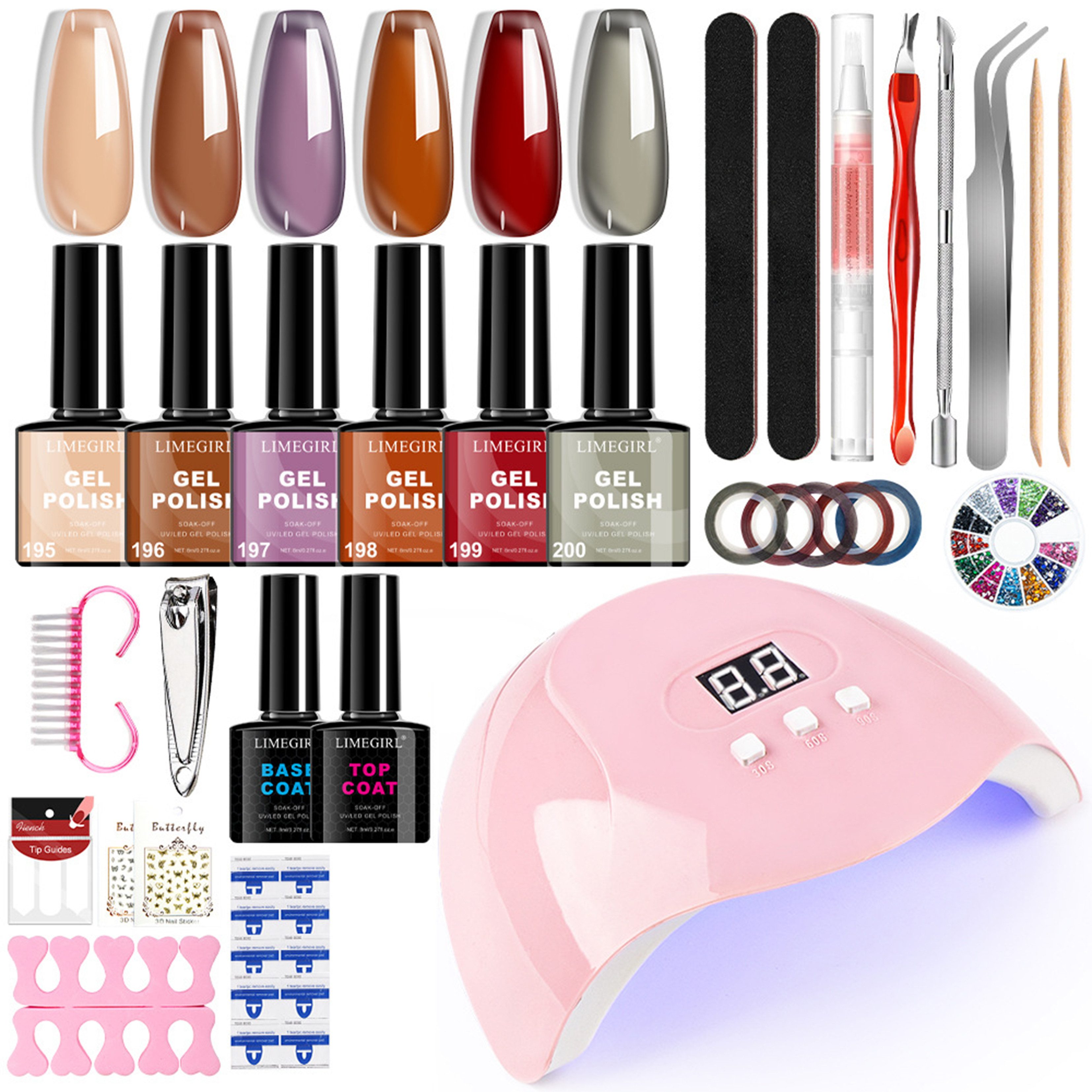 KINSI Lichthärtungsgerät Gel‑Nagellack Set mit UV‑LED Lampe| 6 Farben Gellack,Ba