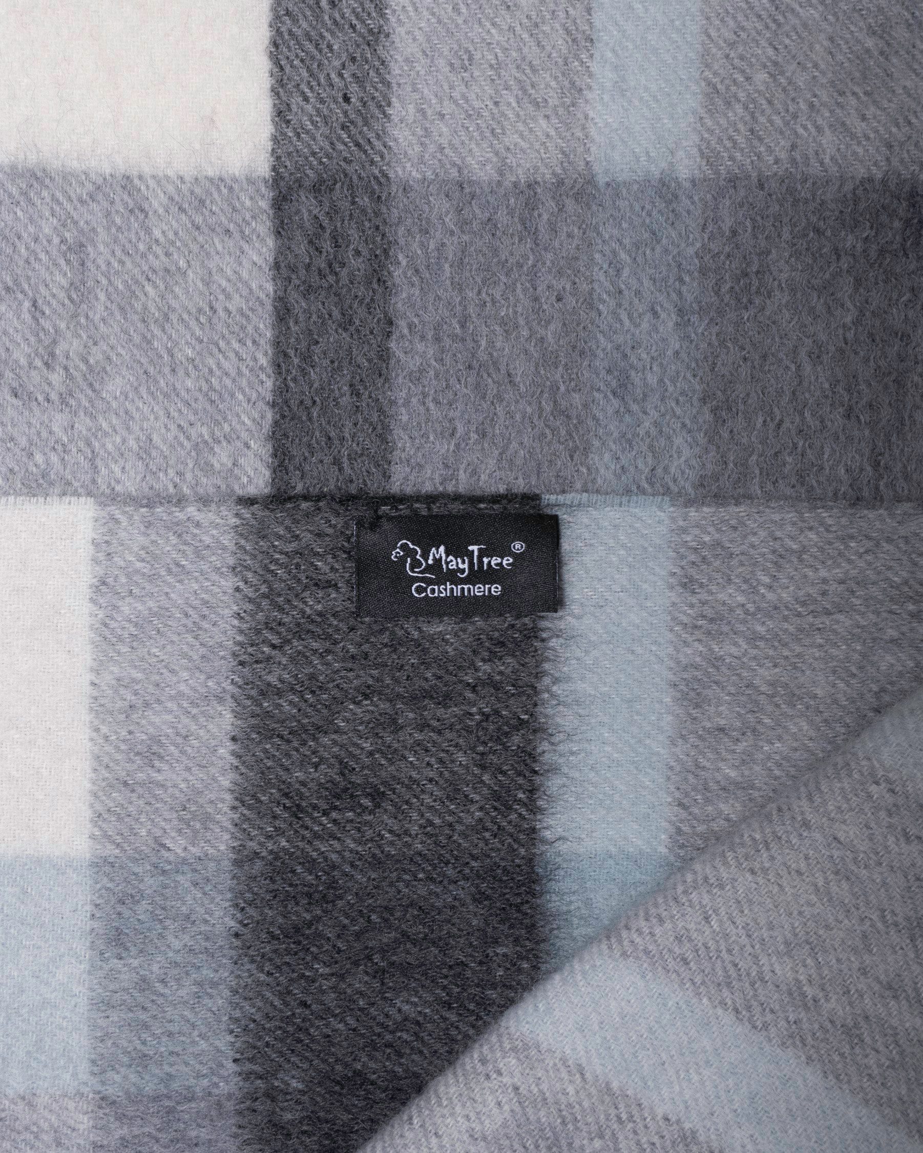 MayTree Kaschmirschal Unisex, 180 x 30cm, mit Fransen, gewebt Tartan verschiedene Grau, (Stück, 1-St), 100% Kaschmir