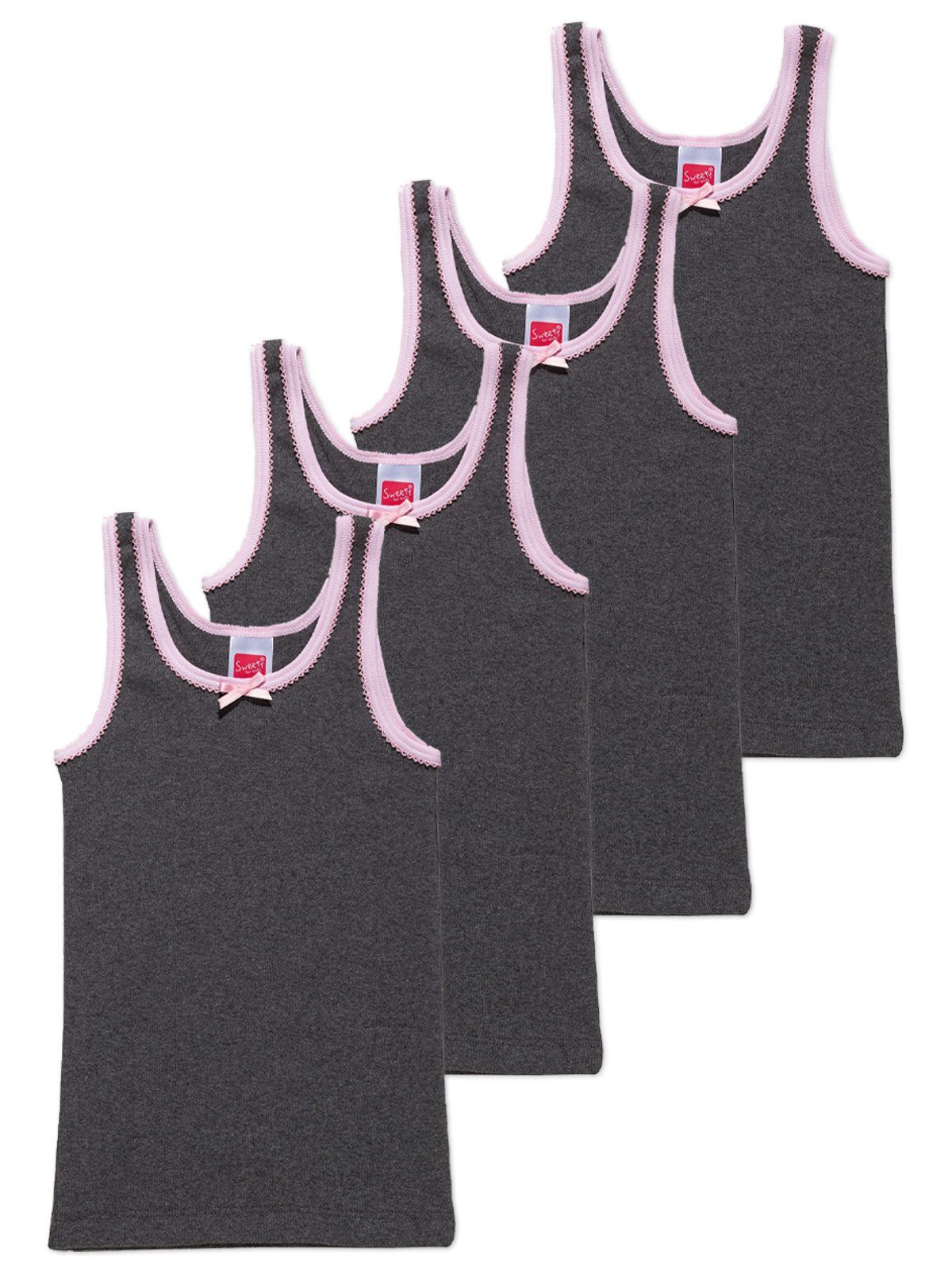 Doppelripp Sparpack 4er 4-St) Kids Sweety Unterhemd carbon hohe for Achselhemd (Spar-Set, Markenqualität Mädchen