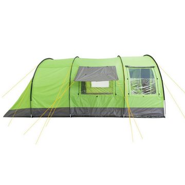 CampFeuer Tunnelzelt Zelt Relax6 für 6 Personen, Grün/Grau, 5000 mm Wassersäule, Personen: 6
