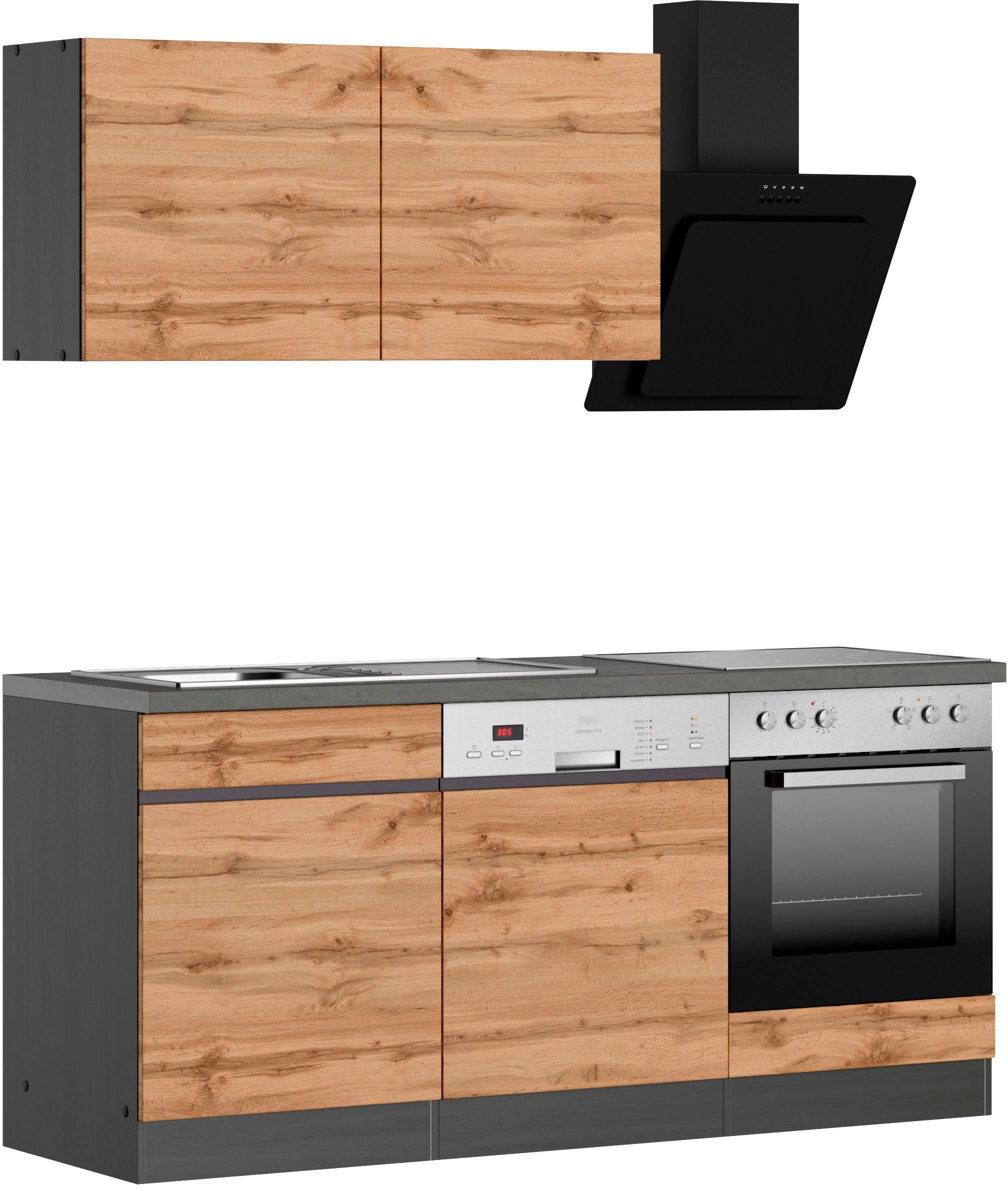 KOCHSTATION Küchenzeile KS-Riesa, Stellbreite 180 cm, wahlweise mit oder ohne E-Geräte