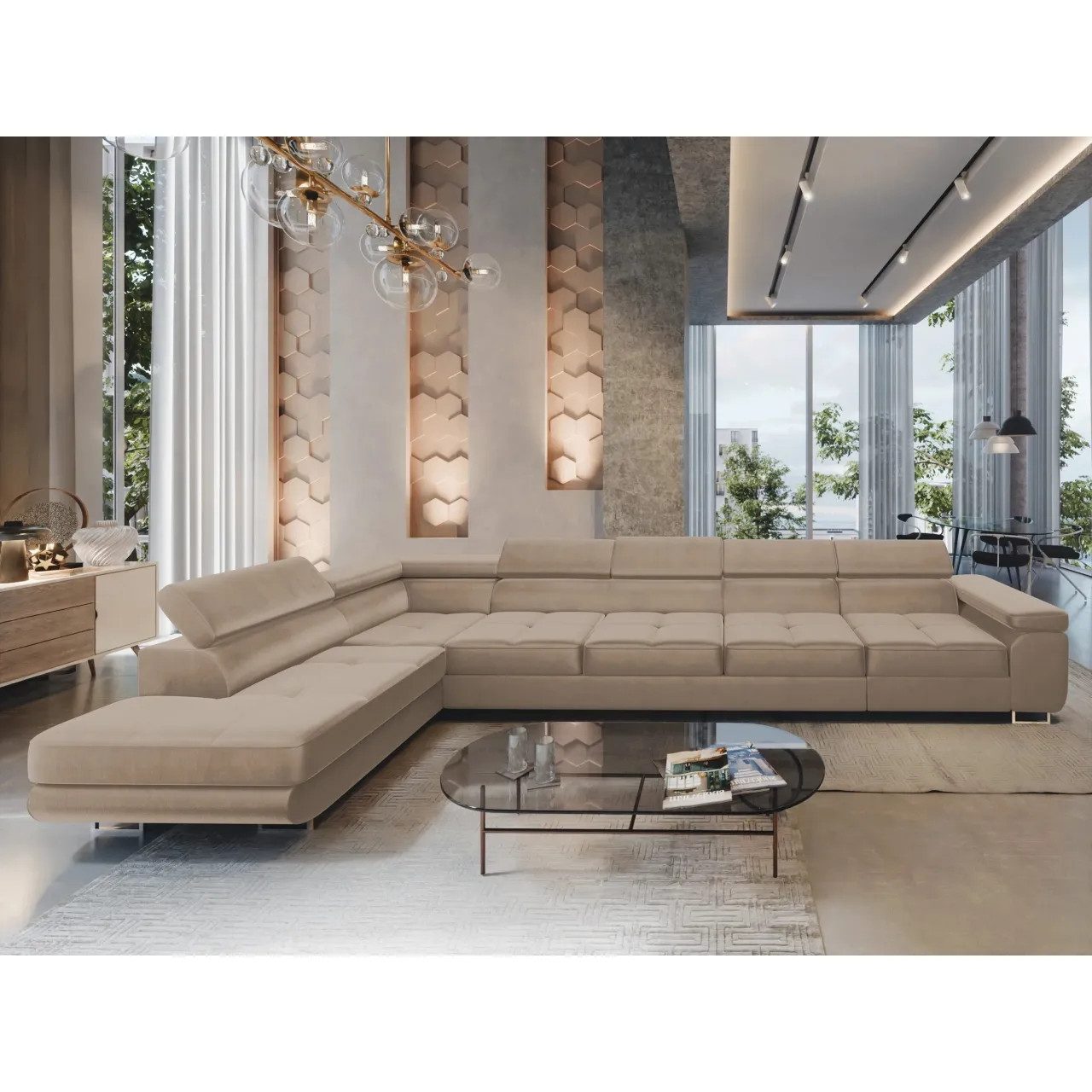 NEXT COLLECTION Ecksofa WILD XXL, mit Bettkasten, Hohe Metallfüße, verstellbare Kopfstützen, Liegefläche 125x240