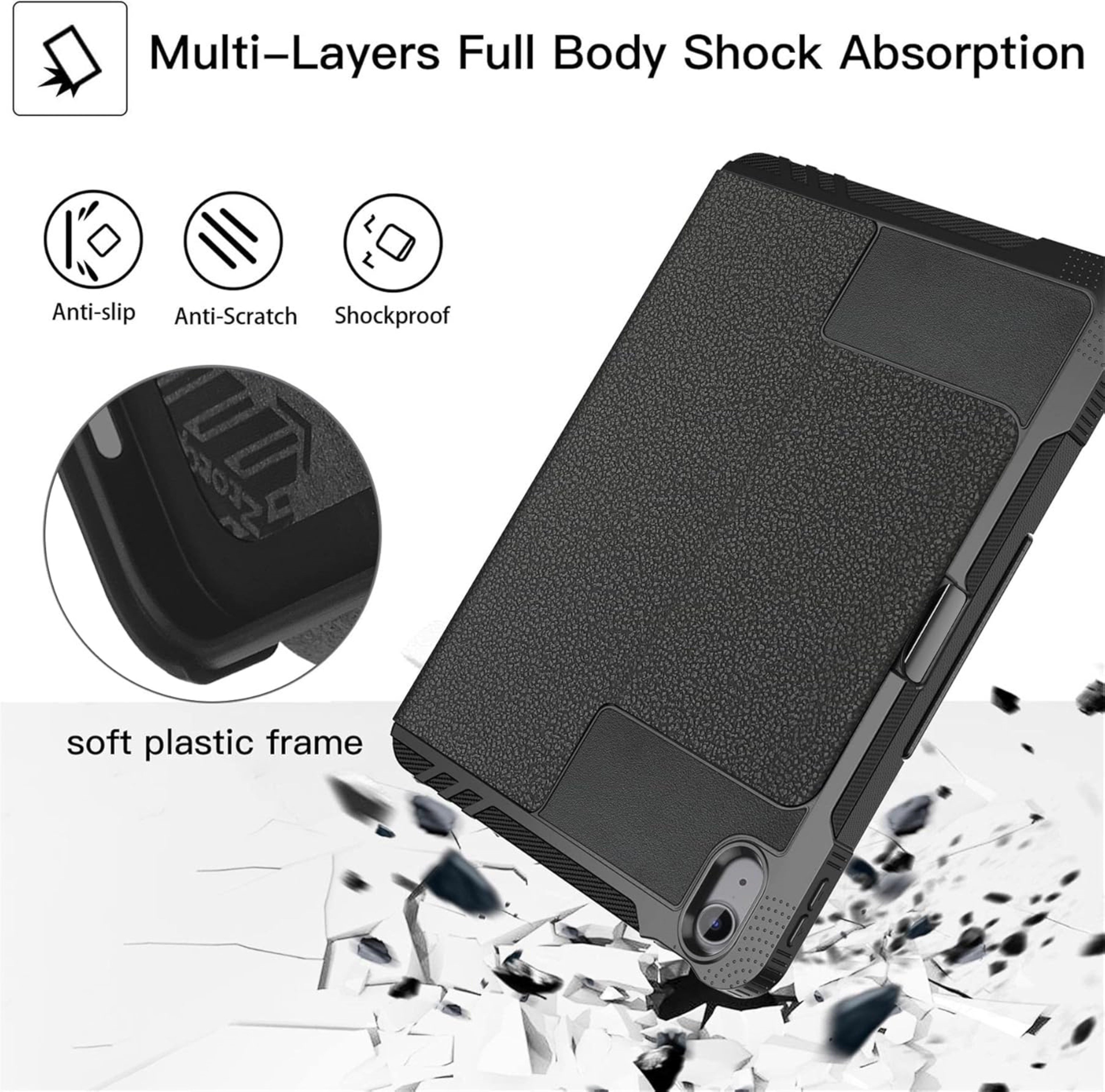 ZtotopCases Tablet-Hülle Hülle für iPad 10. Gen 10.9 Zoll mit Ständer & Schutzfunktion 10.9 Zoll, iPad 10. Gen 10.9 Zoll Hülle mit Ständer & Pencil-Halter
