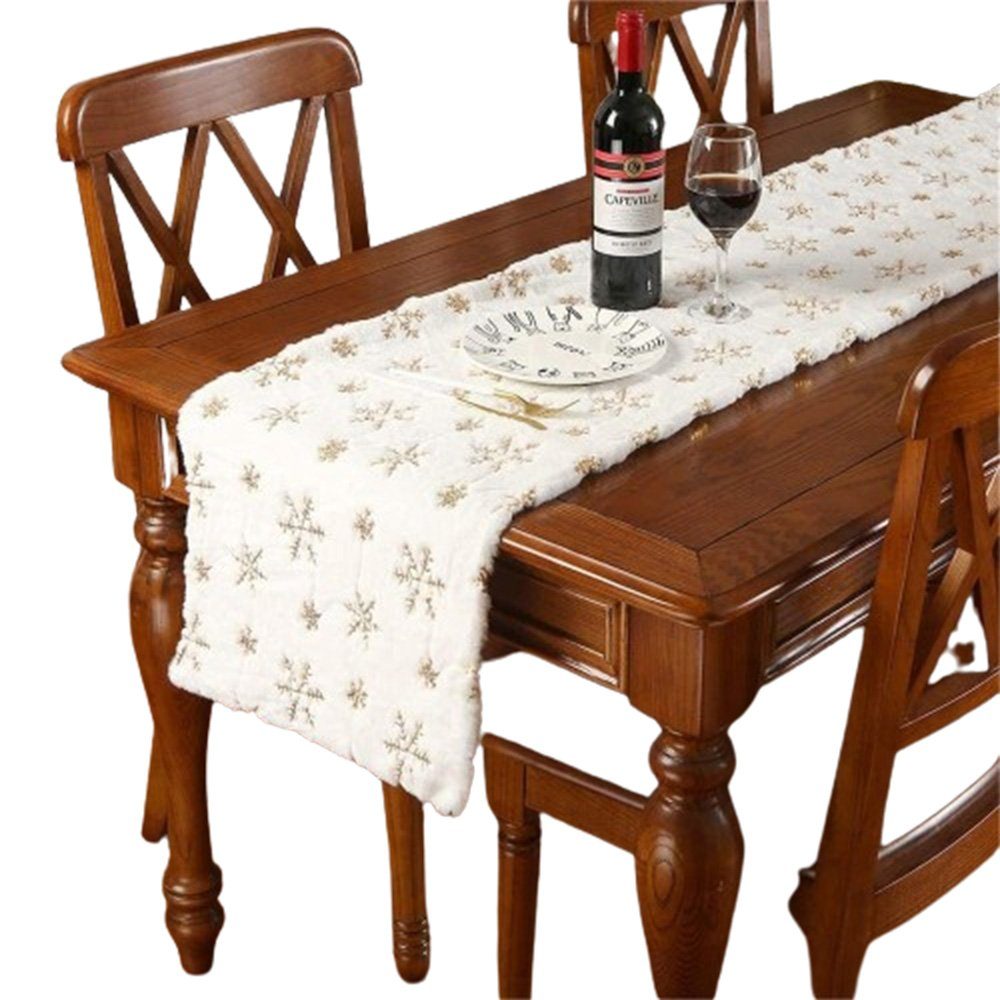 Tischband Tischläufer 38x180cm Weihnachten mit Weiß Pailletten Tischläufer FELIXLEO