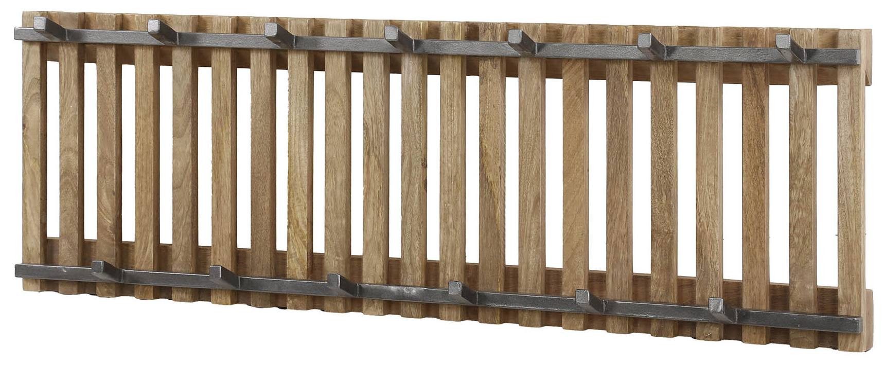 Trendmöbel24 Wandgarderobe Wandgarderobe Garderobenpaneel TWEAK 13 Haken Mango Holz und Stahl