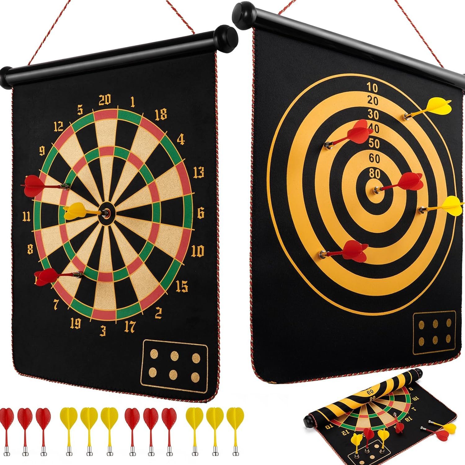 Dartscheibe Magnetisch Dartscheiben Dartboard Doppelseitige 12 Pfeilen Set