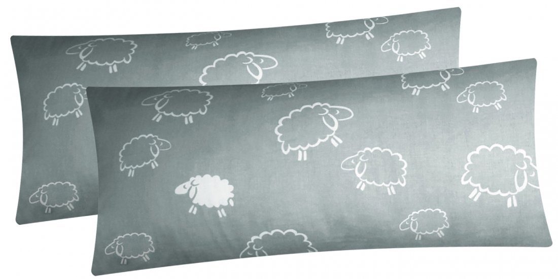 Heubergshop Kissenbezüge, (2 Stück), 2er Set 40x80cm Schafe Grau Weiß Kisse günstig online kaufen