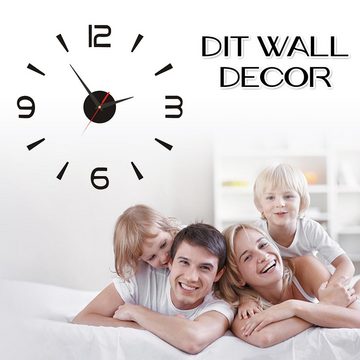 GOOLOO Wanduhr einfache-Wanduhr mit 3D-Zahlen DIY Acryl-Uhr stille Deko-Uhr 80-130cm (Lautlos für Restaurants Wohnzimmer Schlafzimmer Dekoration Uhr)