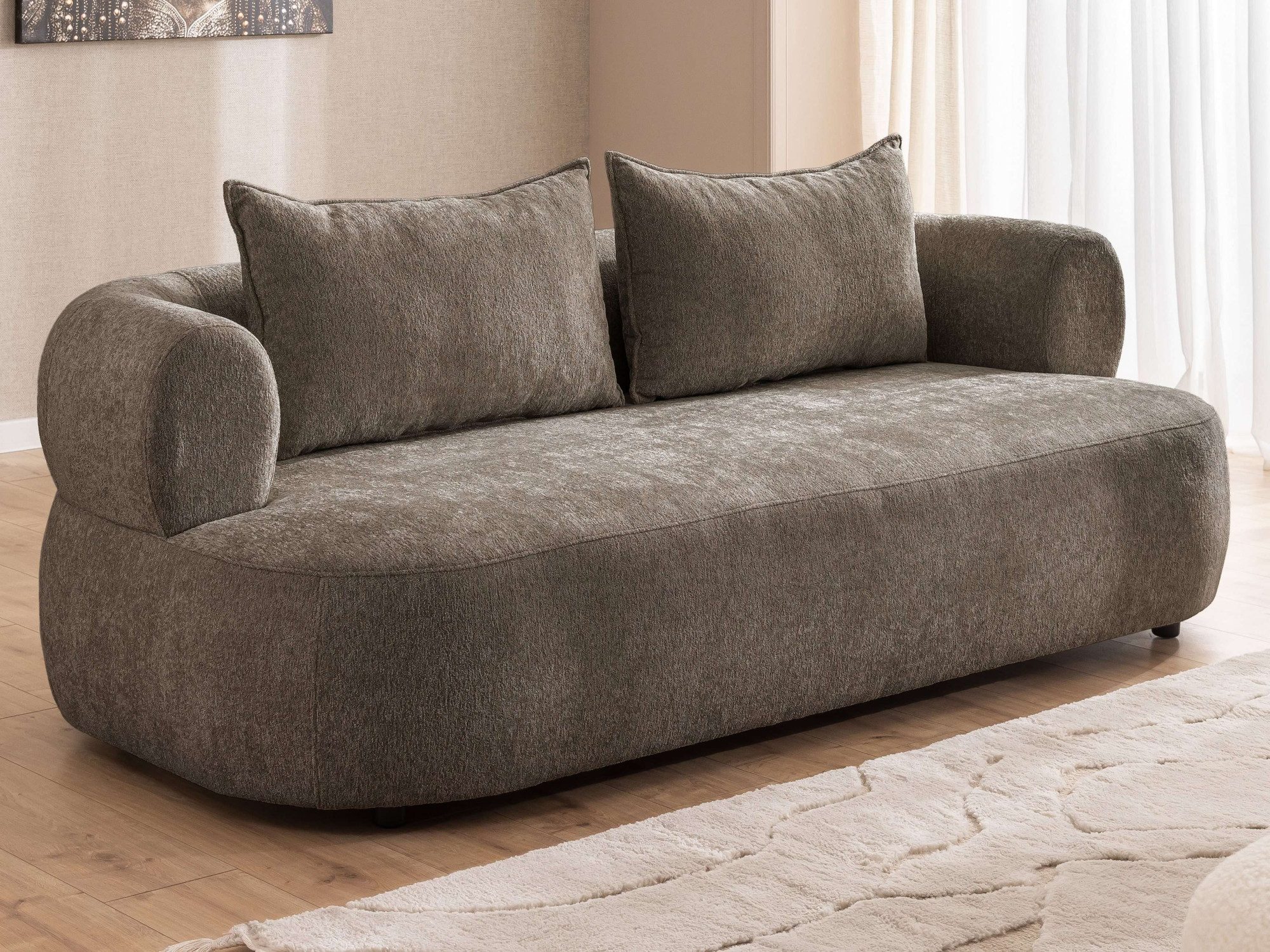 Home affaire 3-Sitzer LUSSAC 3-Sitzer Design-Sofa mit Zierkissen, Maße B/T/H: 202/123/78 cm, hoher Sitzkomfort und modernes Design, Sofa ohne Bettfunktion