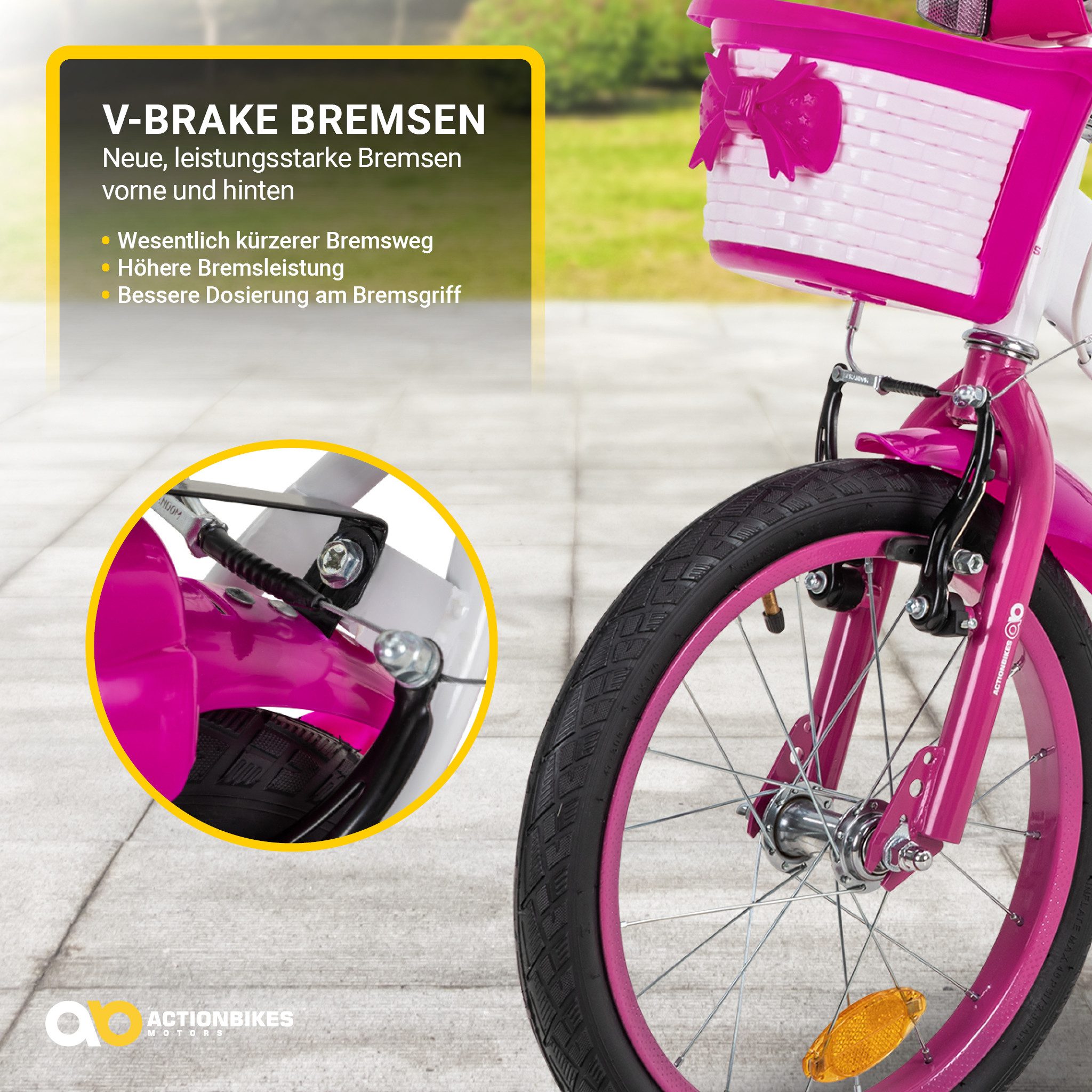 Actionbikes Motors Kinderfahrrad Daisy Fahrrad für Mädchen inkl. Trinkflasche und Korb, 1 Gang, (Kinderfahrrad ab 3 Jahre, Fahrrad Kinder, Kinderfahrrad 20 Zoll)