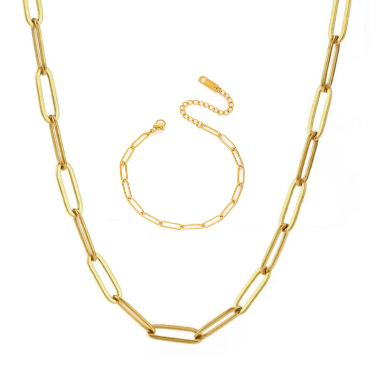 KARMA Schmuckset Damen Gold Edelstahl vergoldet Halskette und Armband (wass günstig online kaufen