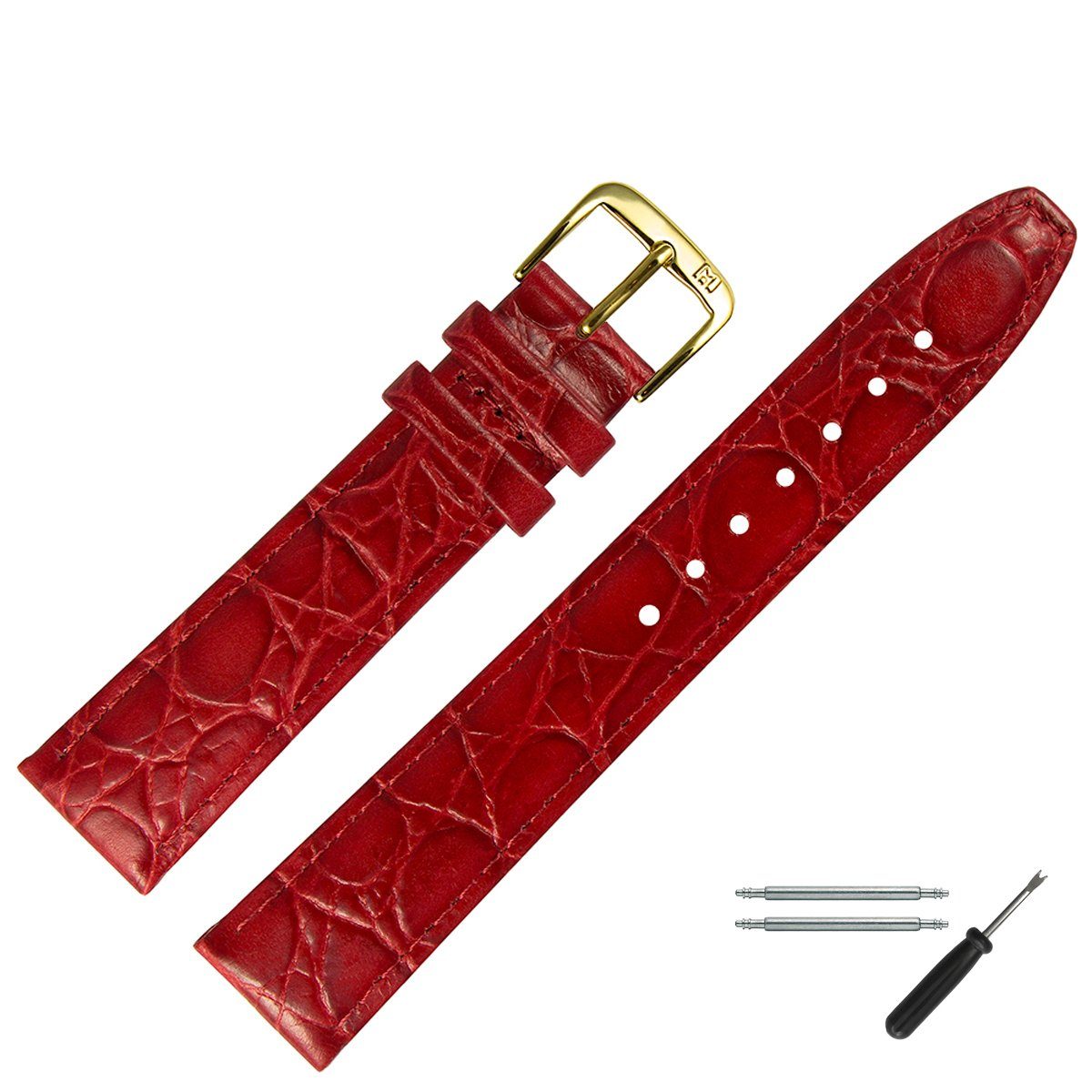 MARBURGER Uhrenarmband 18mm Leder Kroko (Caiman) Prägung