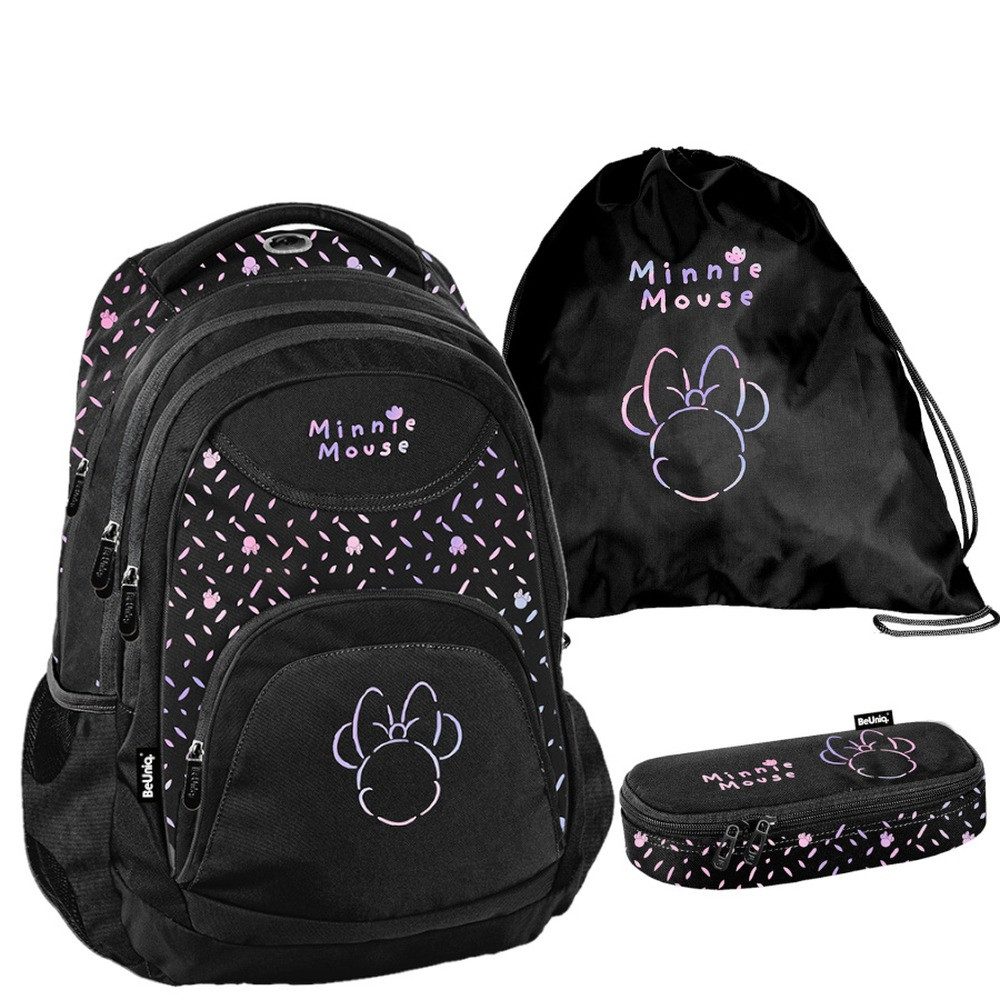 PASO Schulrucksack (Schulset, 3-tlg), Minnie Maus Schulset 3-teilig – Schwarz