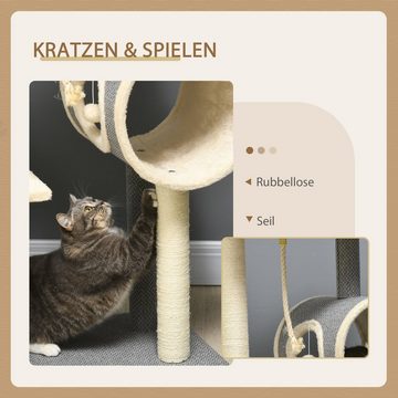 PawHut Kratzbaum Katzenbaum, Katzenkratzbaum mit Spielball, Katzenbaum, Sisal, Grau, 60L x 40B x 104H cm